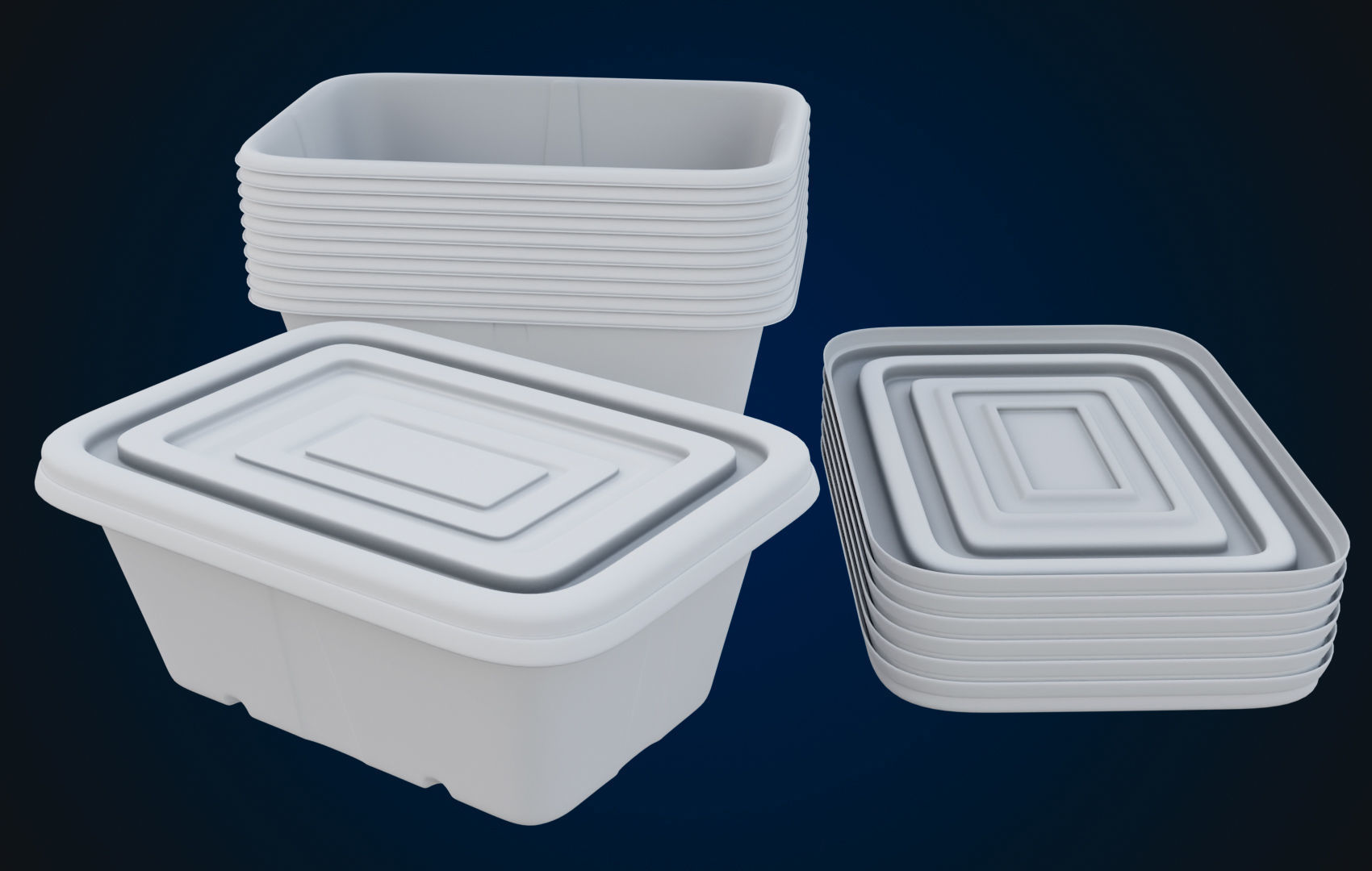 Box Food Cardboard Container - Disposable 3D model_27