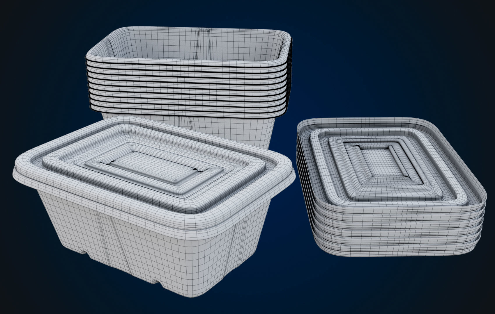 Box Food Cardboard Container - Disposable 3D model_12
