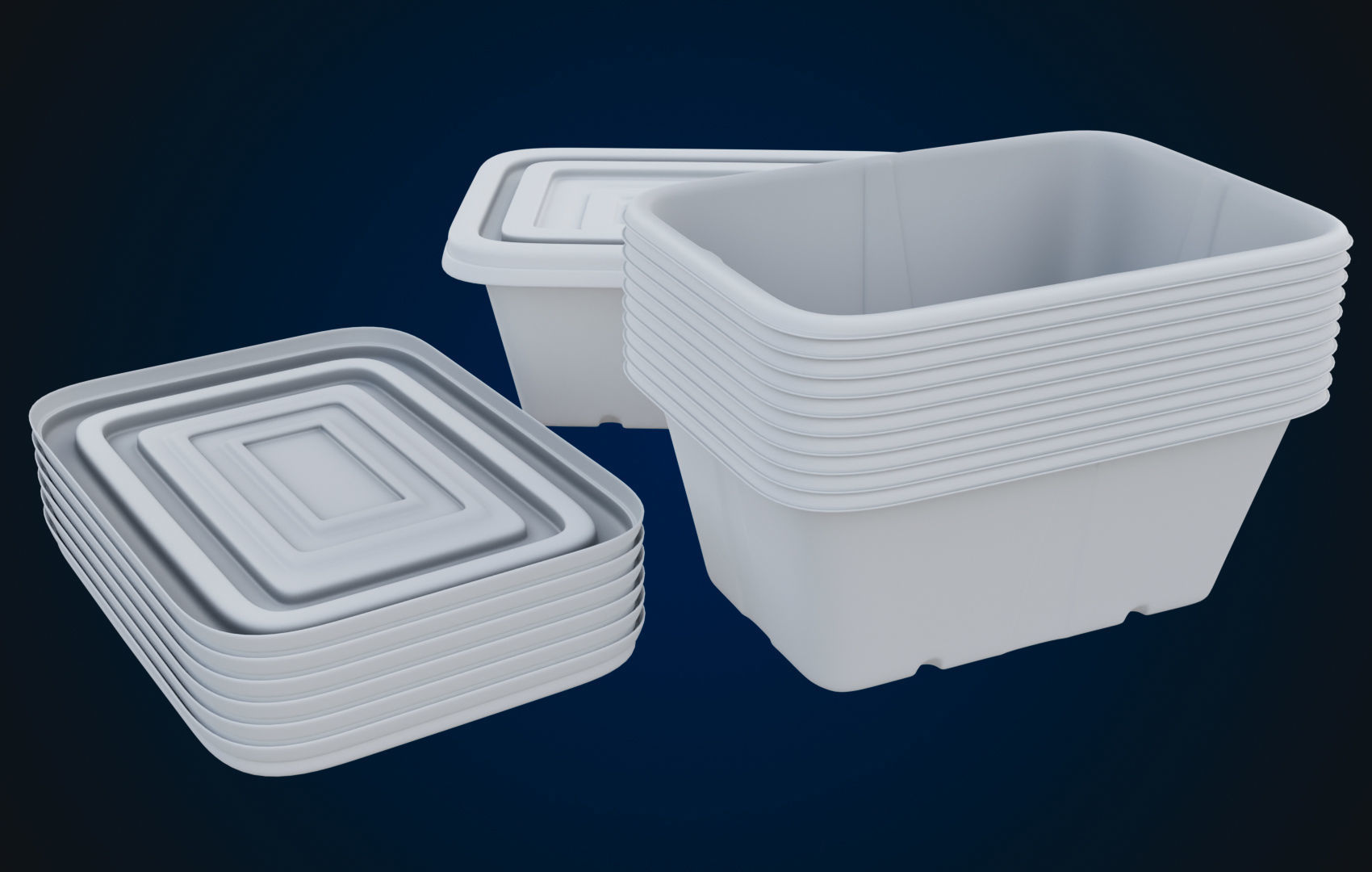 Box Food Cardboard Container - Disposable 3D model_7