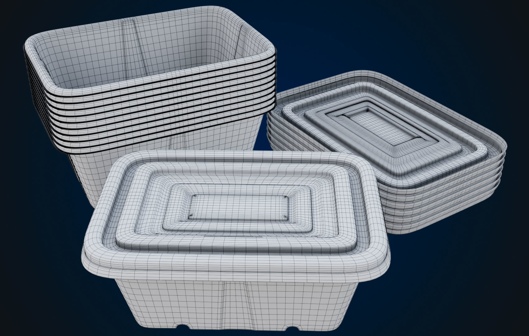 Box Food Cardboard Container - Disposable 3D model_16