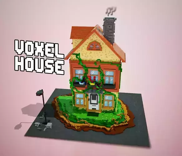 3D Voxel cartoon House 