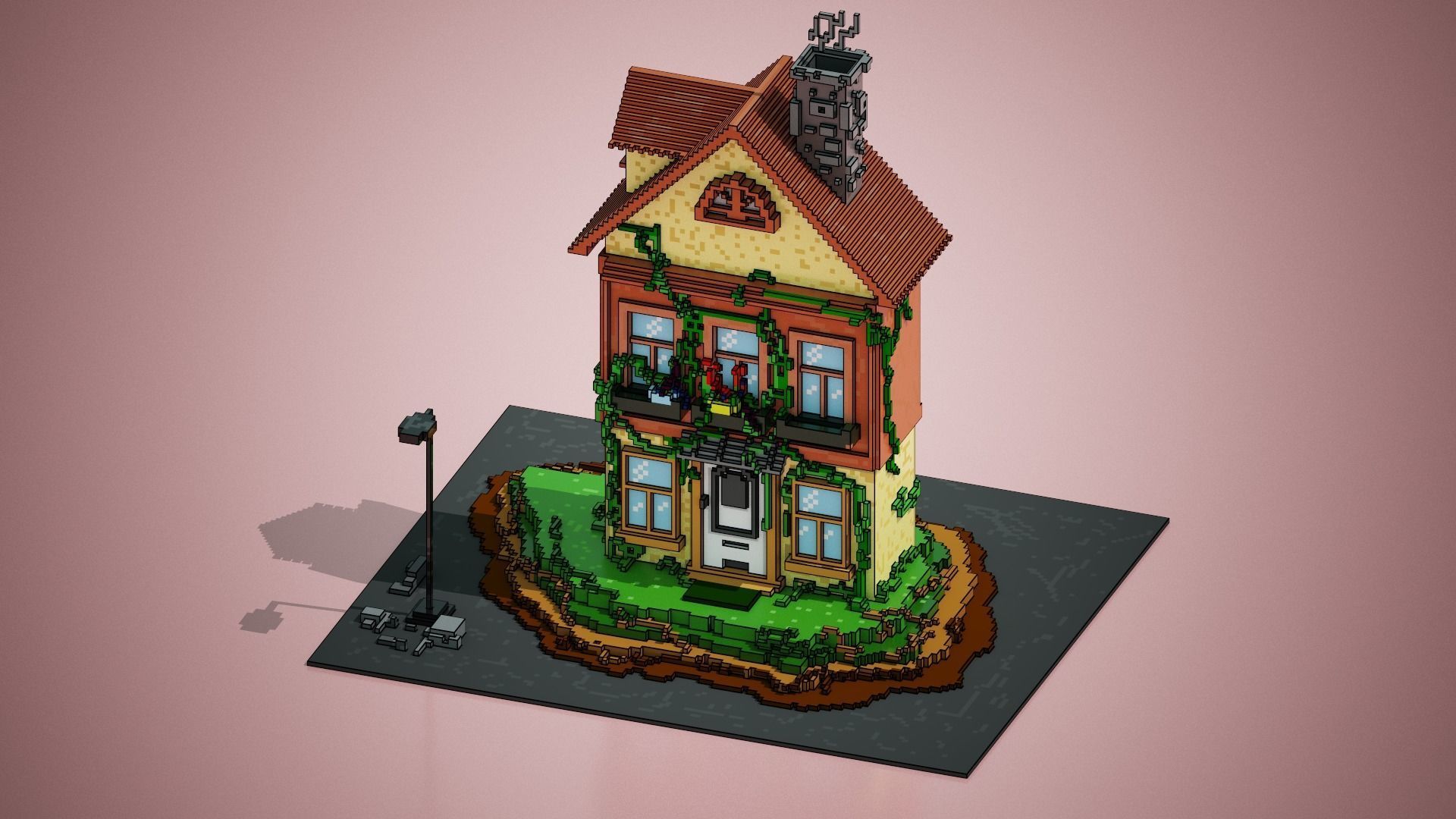 3D Voxel cartoon House  Low-poly 3D model_3