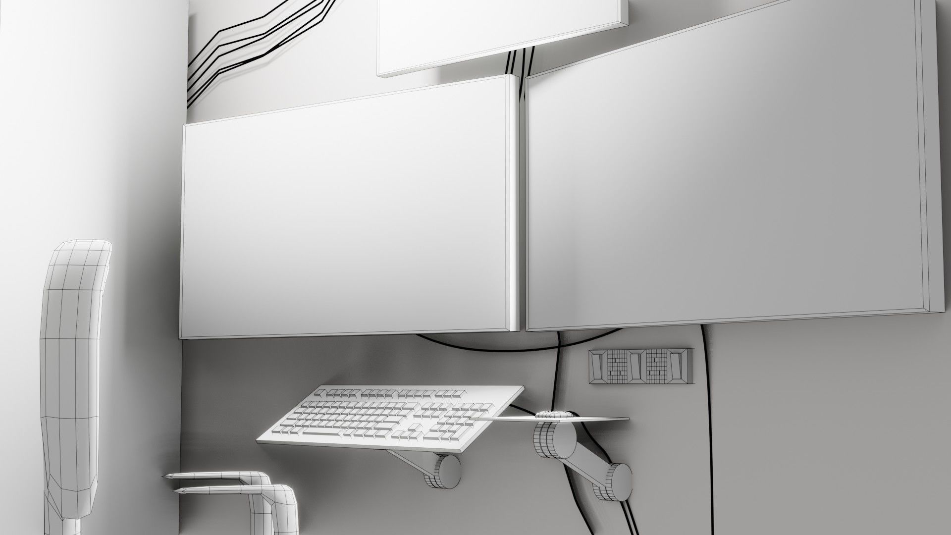 Hacker Workspace  - Low poly - Game Ready Low-poly 3D model_3