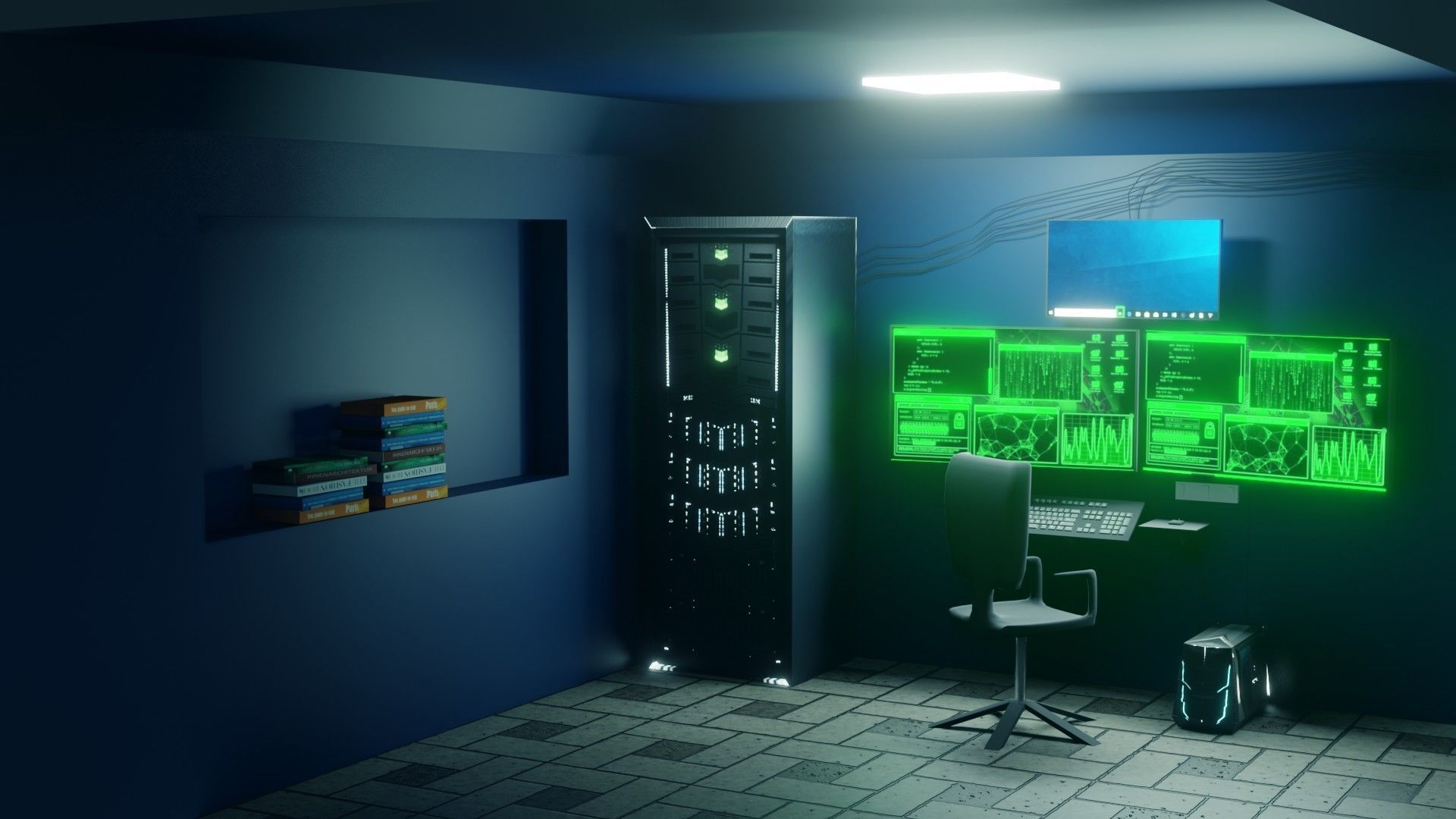 Hacker Workspace  - Low poly - Game Ready Low-poly 3D model_12