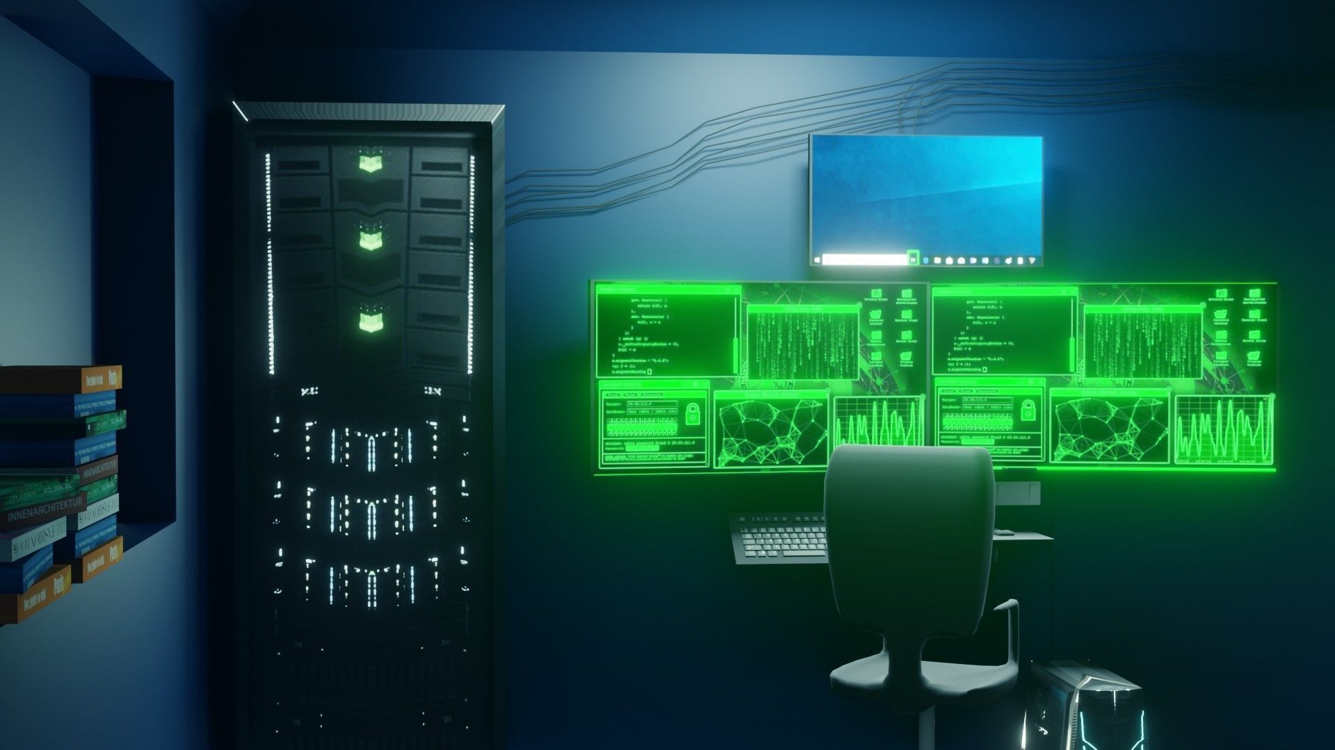 Hacker Workspace  - Low poly - Game Ready Low-poly 3D model_4