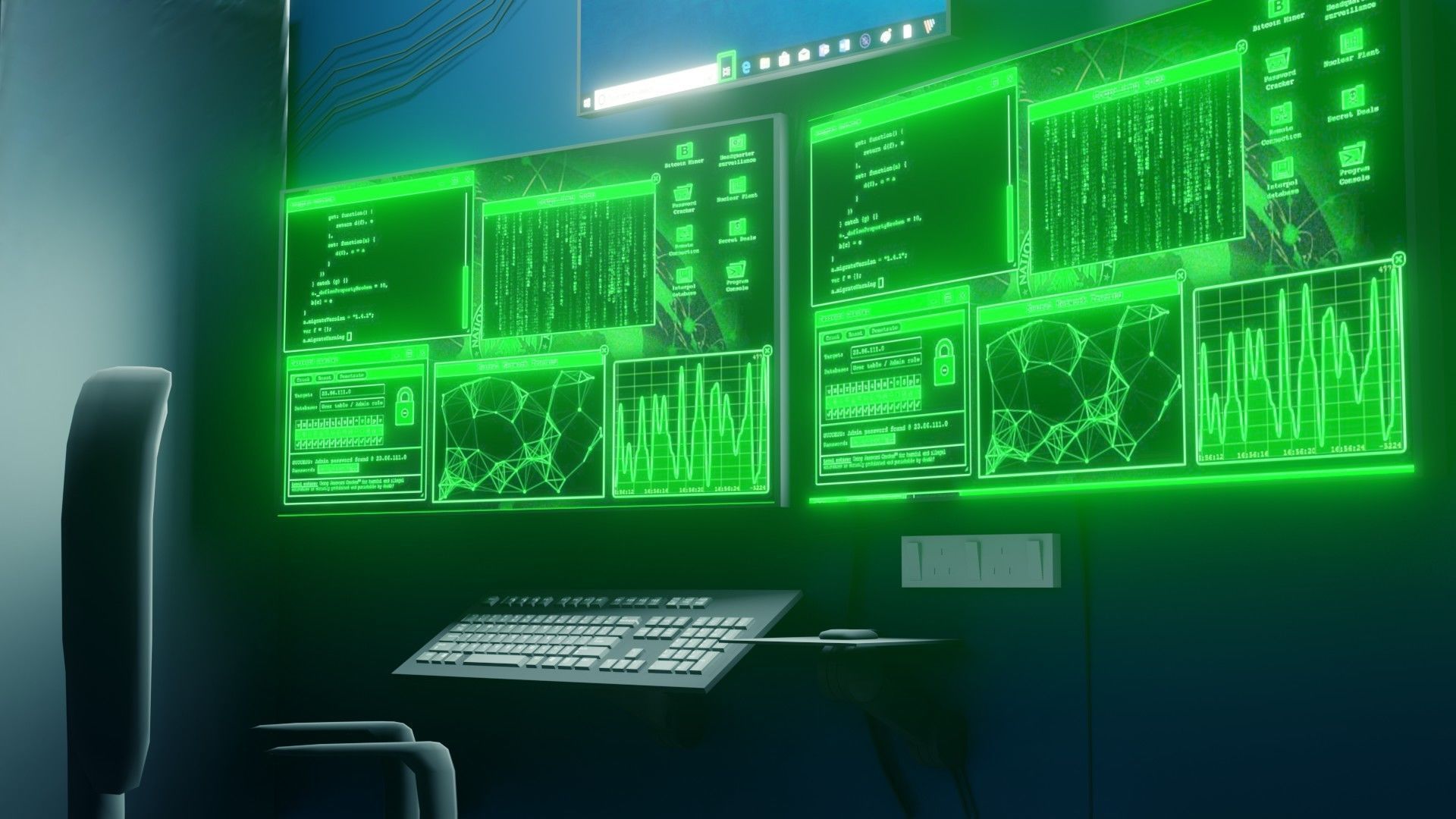 Hacker Workspace  - Low poly - Game Ready Low-poly 3D model_2