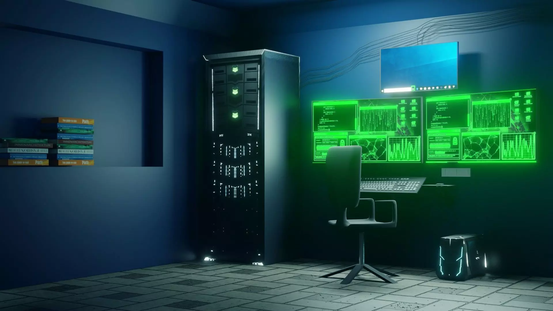 Hacker Workspace  - Low poly - Game Ready Low-poly 3D model_0