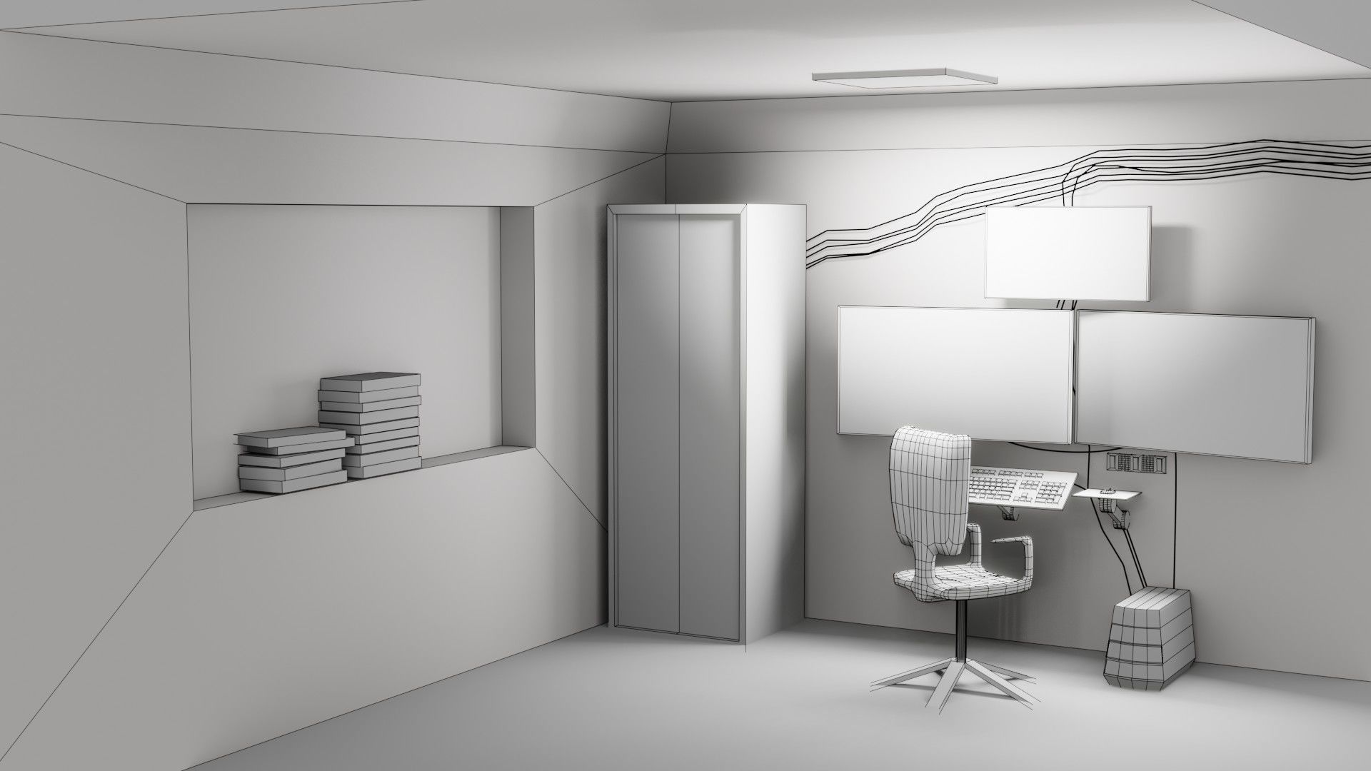 Hacker Workspace  - Low poly - Game Ready Low-poly 3D model_13