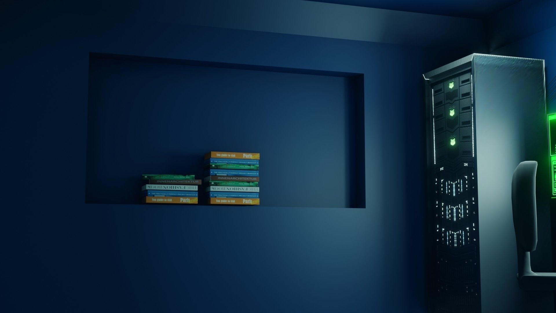 Hacker Workspace  - Low poly - Game Ready Low-poly 3D model_6