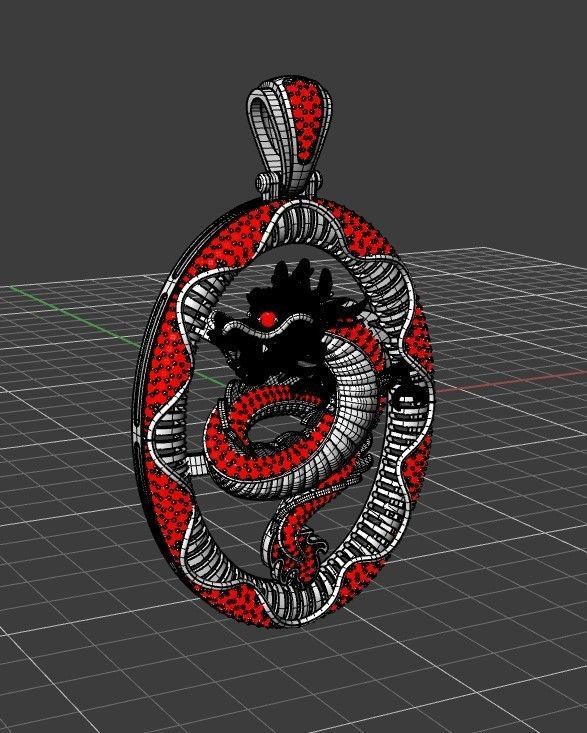 Dragon pendant gold 3D print model_2