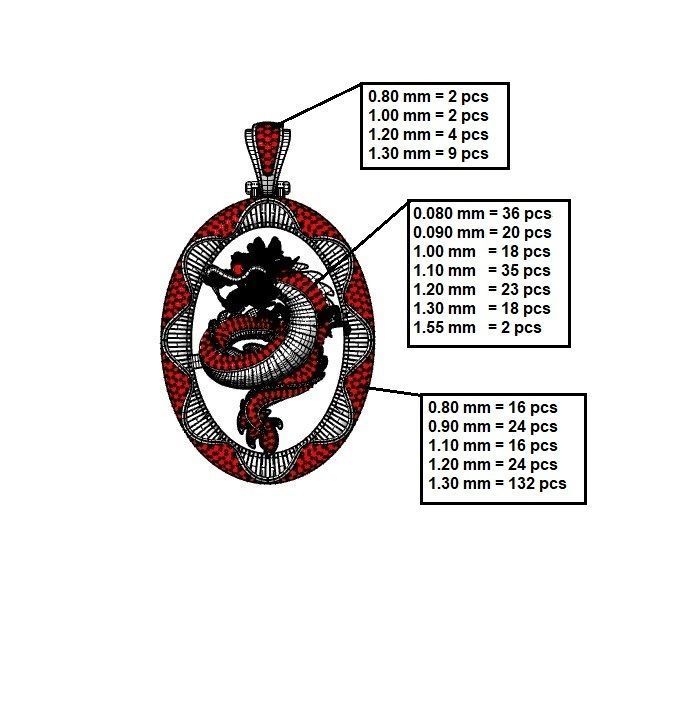 Dragon pendant gold 3D print model_5