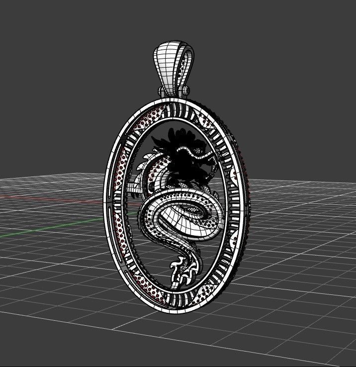 Dragon pendant gold 3D print model_4