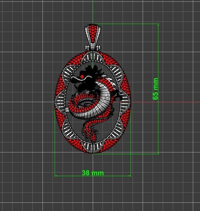 Dragon pendant gold 3D print model_3