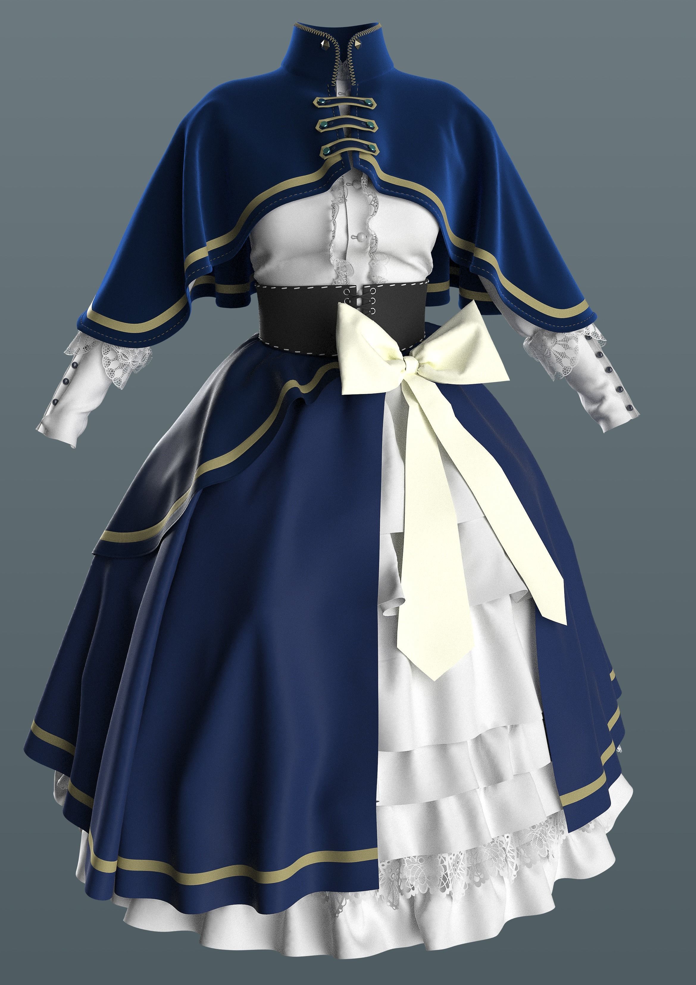 Vintage Dress 7 3D model_2