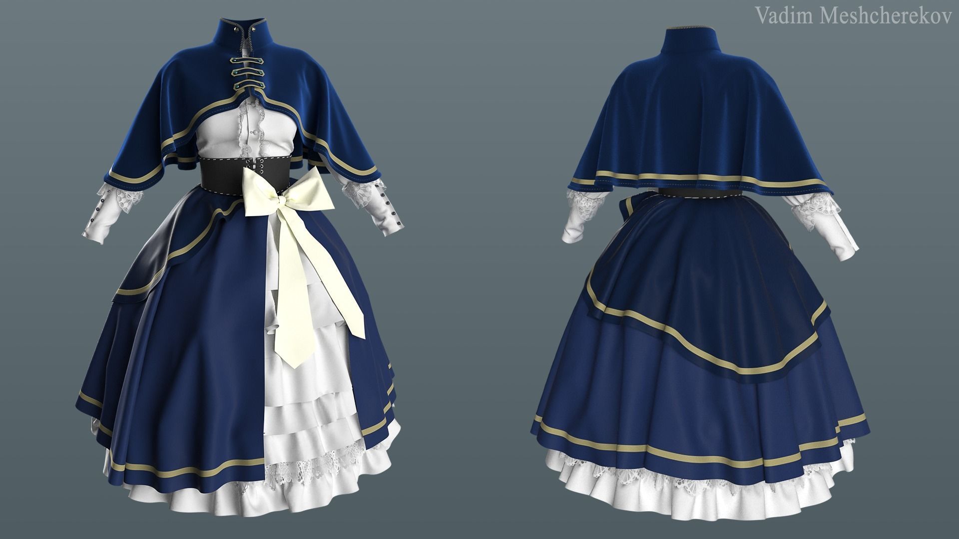 Vintage Dress 7 3D model_3