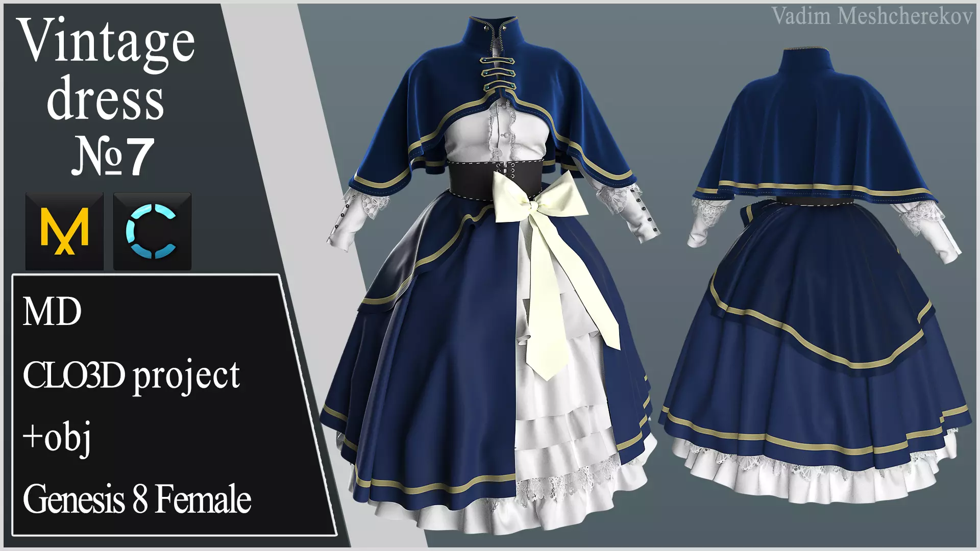 Vintage Dress 7 3D model_0