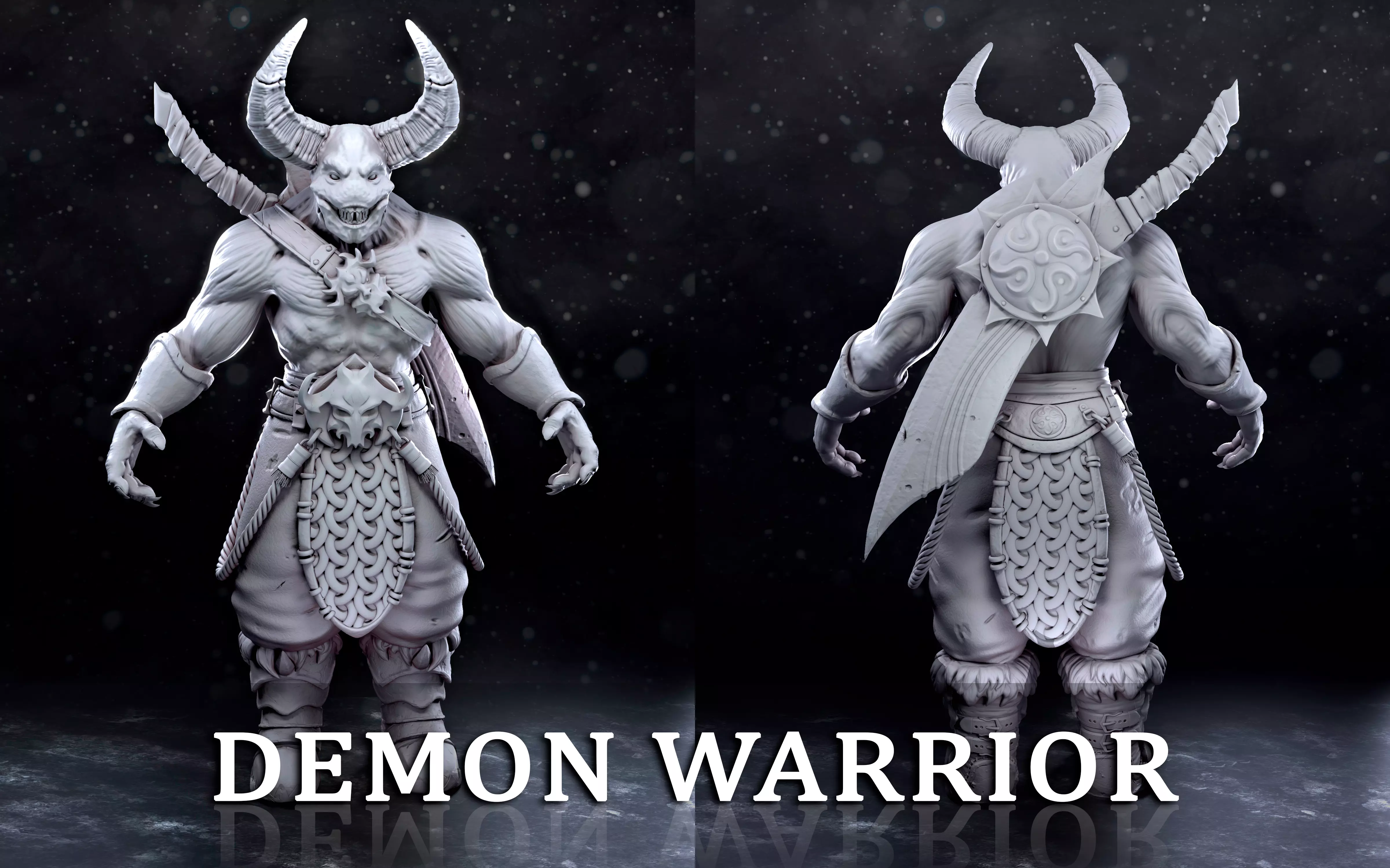 Demon Warrior Low-poly 3D model_0