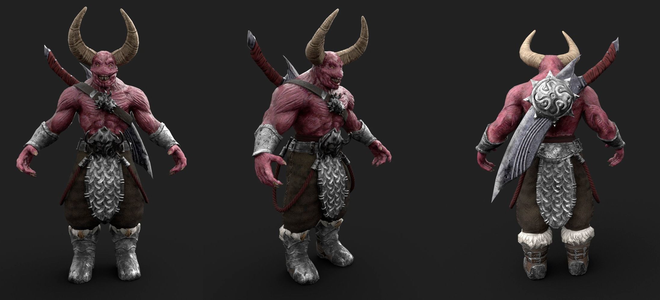 Demon Warrior Low-poly 3D model_2