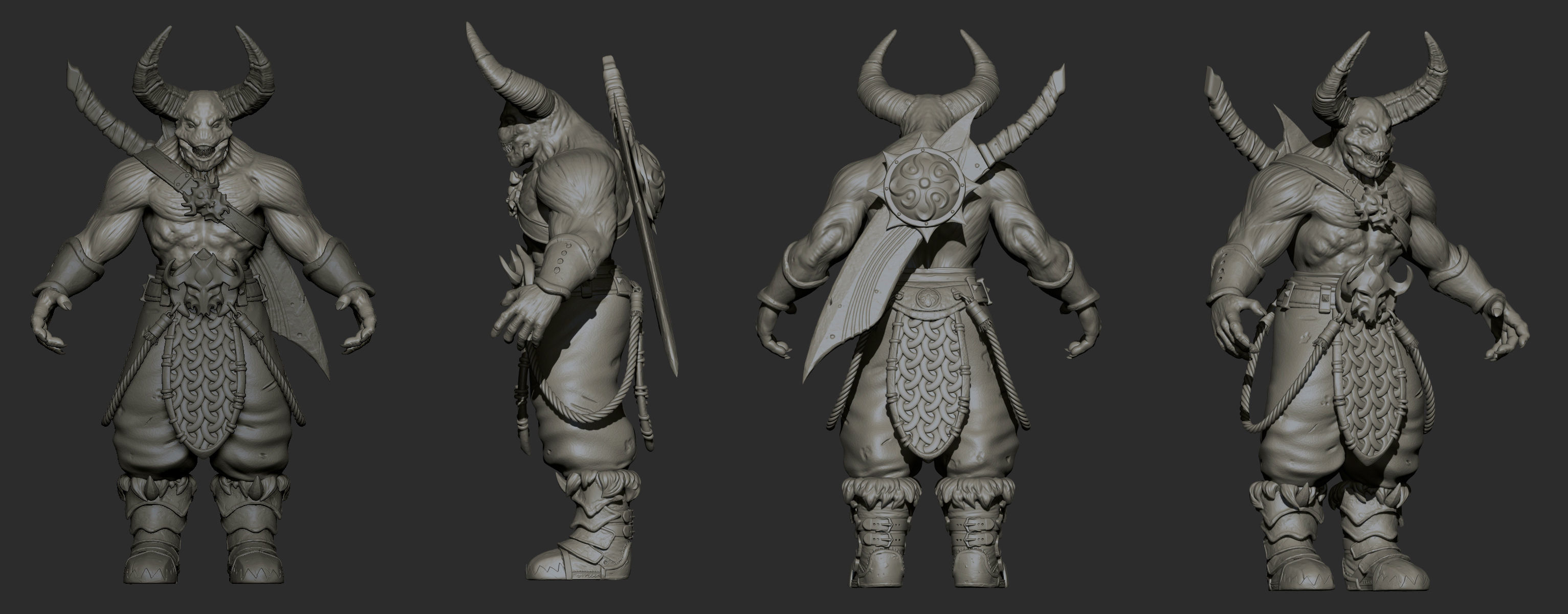 Demon Warrior Low-poly 3D model_3