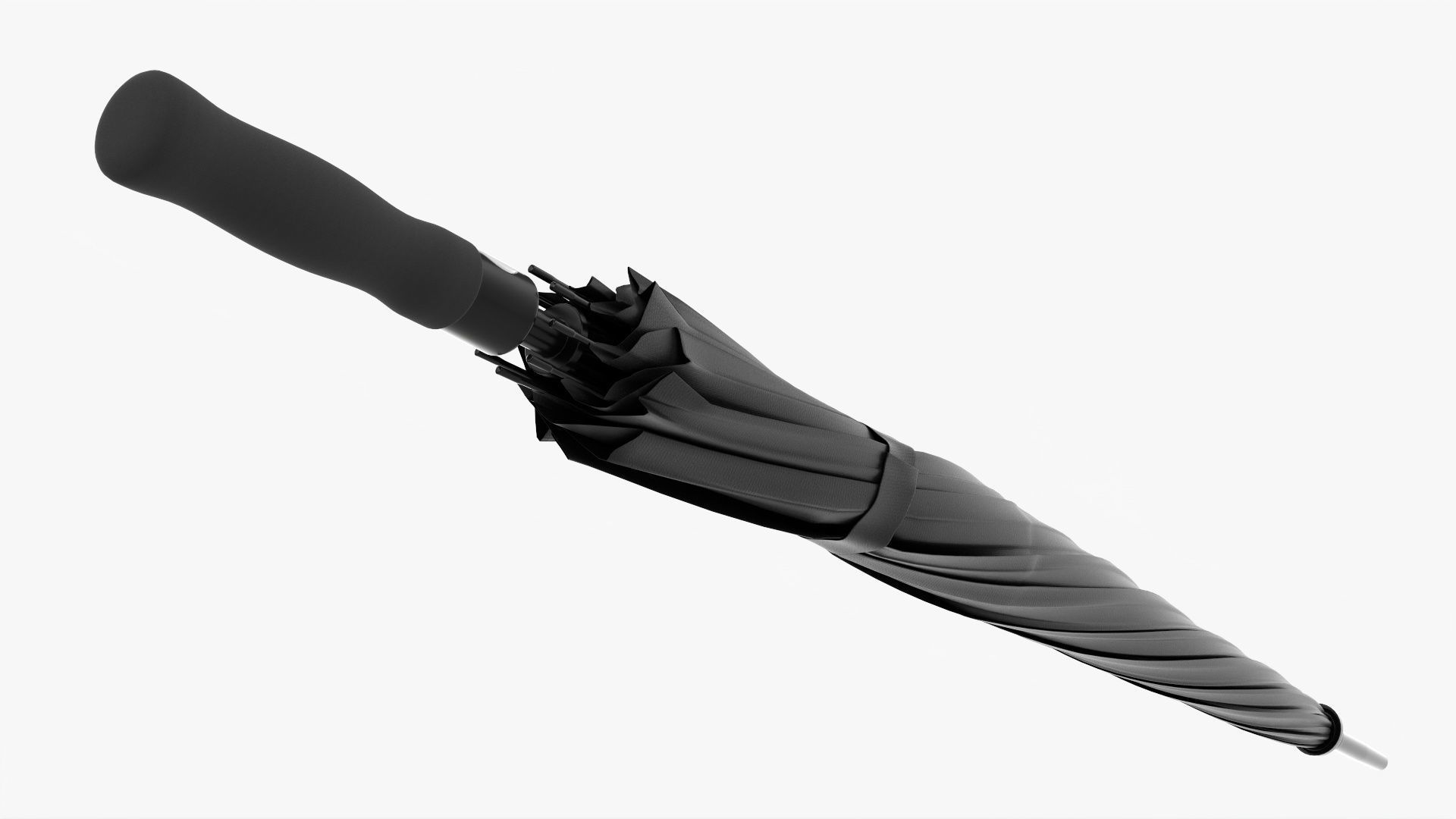 Umbrella large automatic black closed 3D model_3