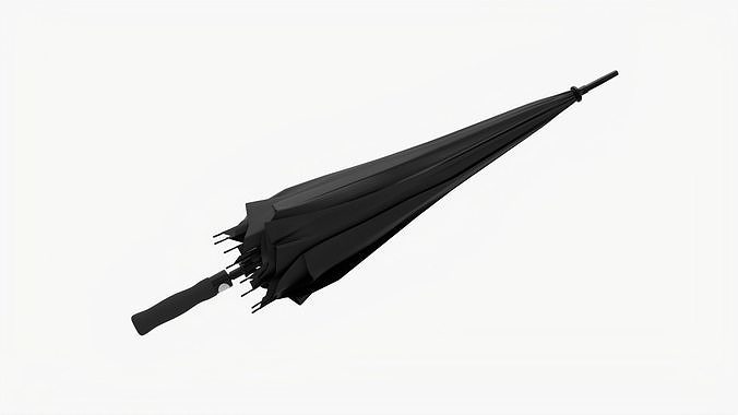 Umbrella large automatic black folded 3D model