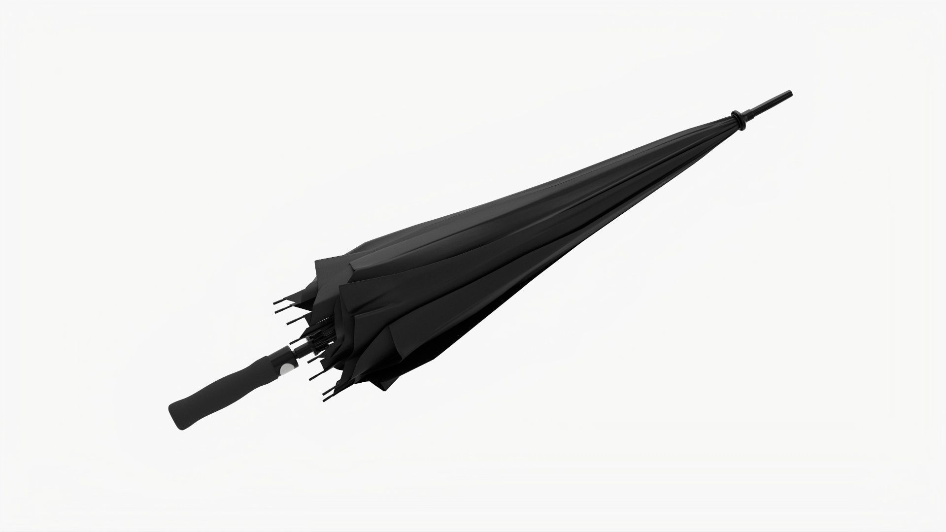 Umbrella large automatic black folded 3D model_0