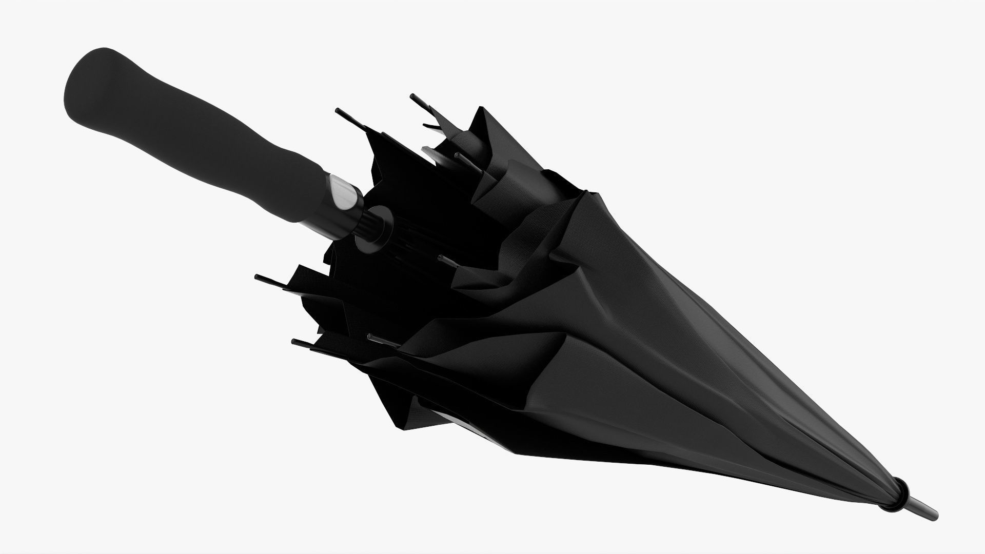 Umbrella large automatic black folded 3D model_3