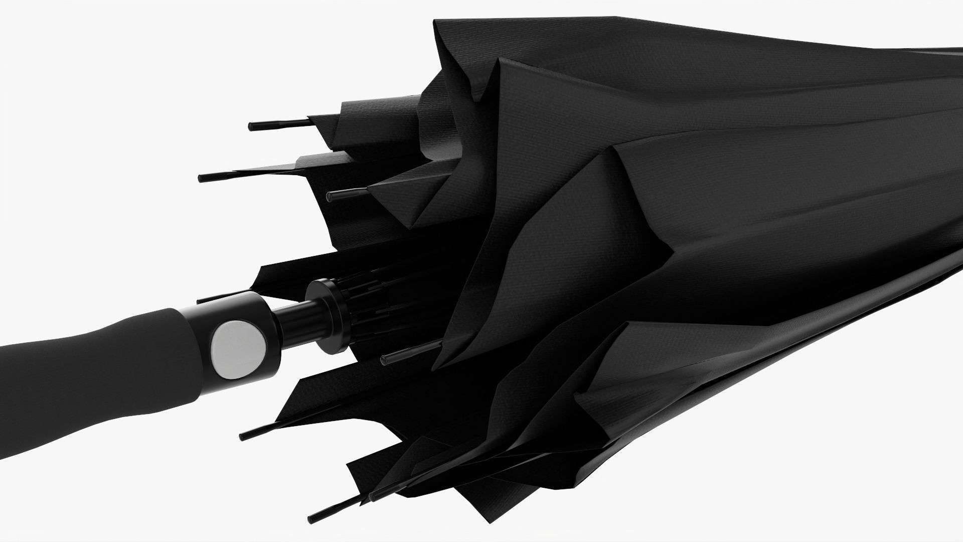 Umbrella large automatic black folded 3D model_4