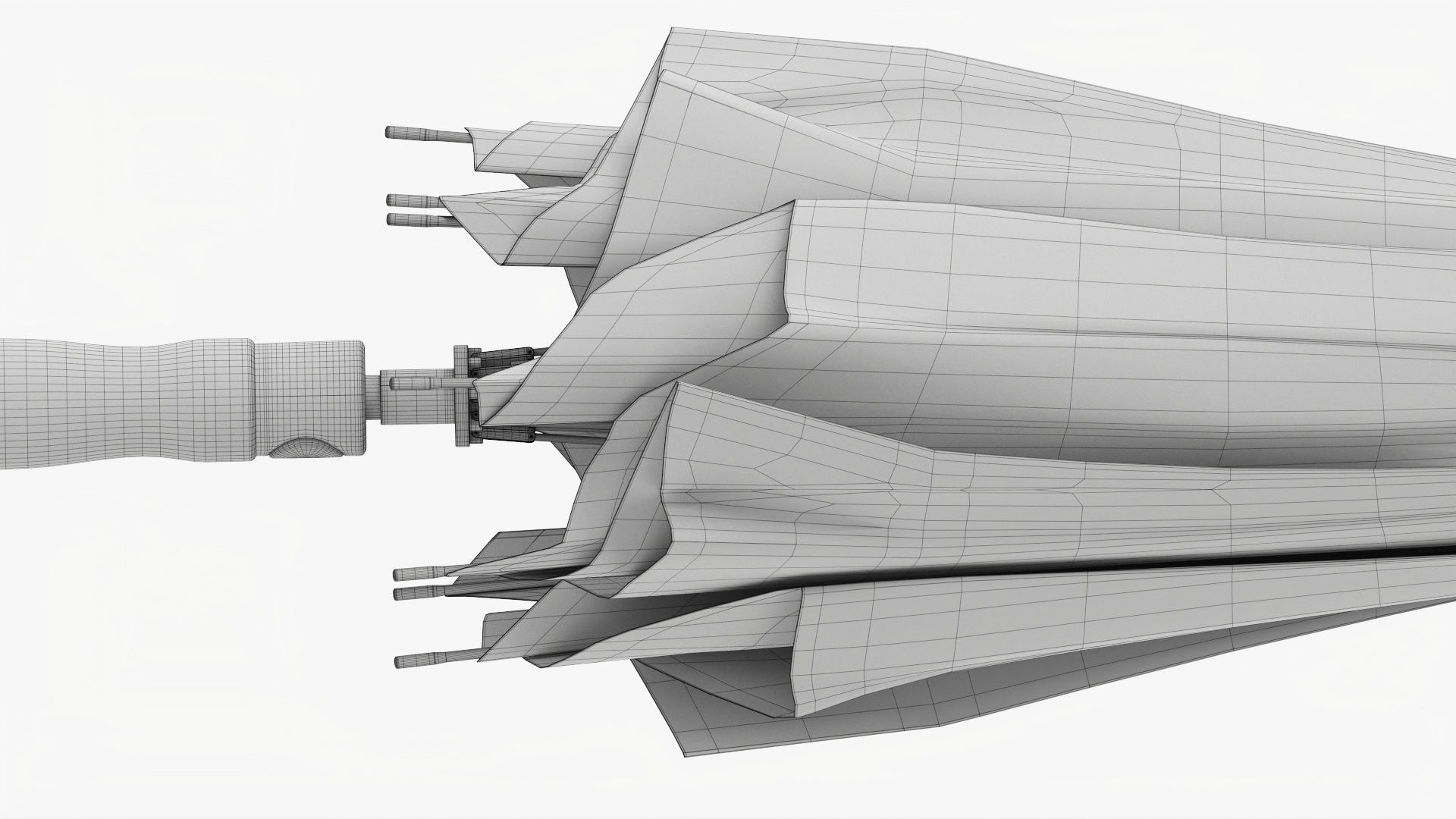 Umbrella large automatic black folded 3D model_16