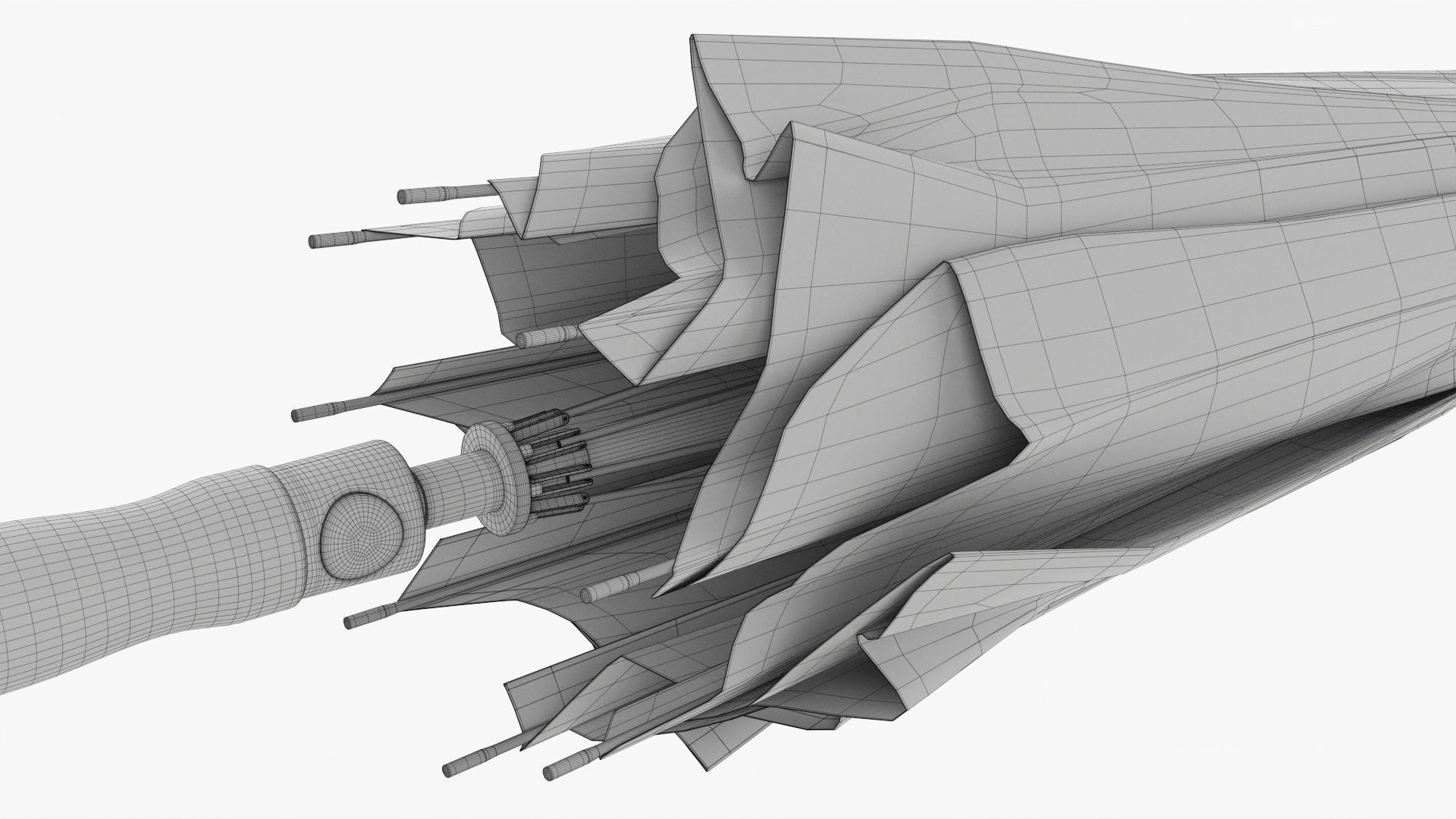 Umbrella large automatic black folded 3D model_12