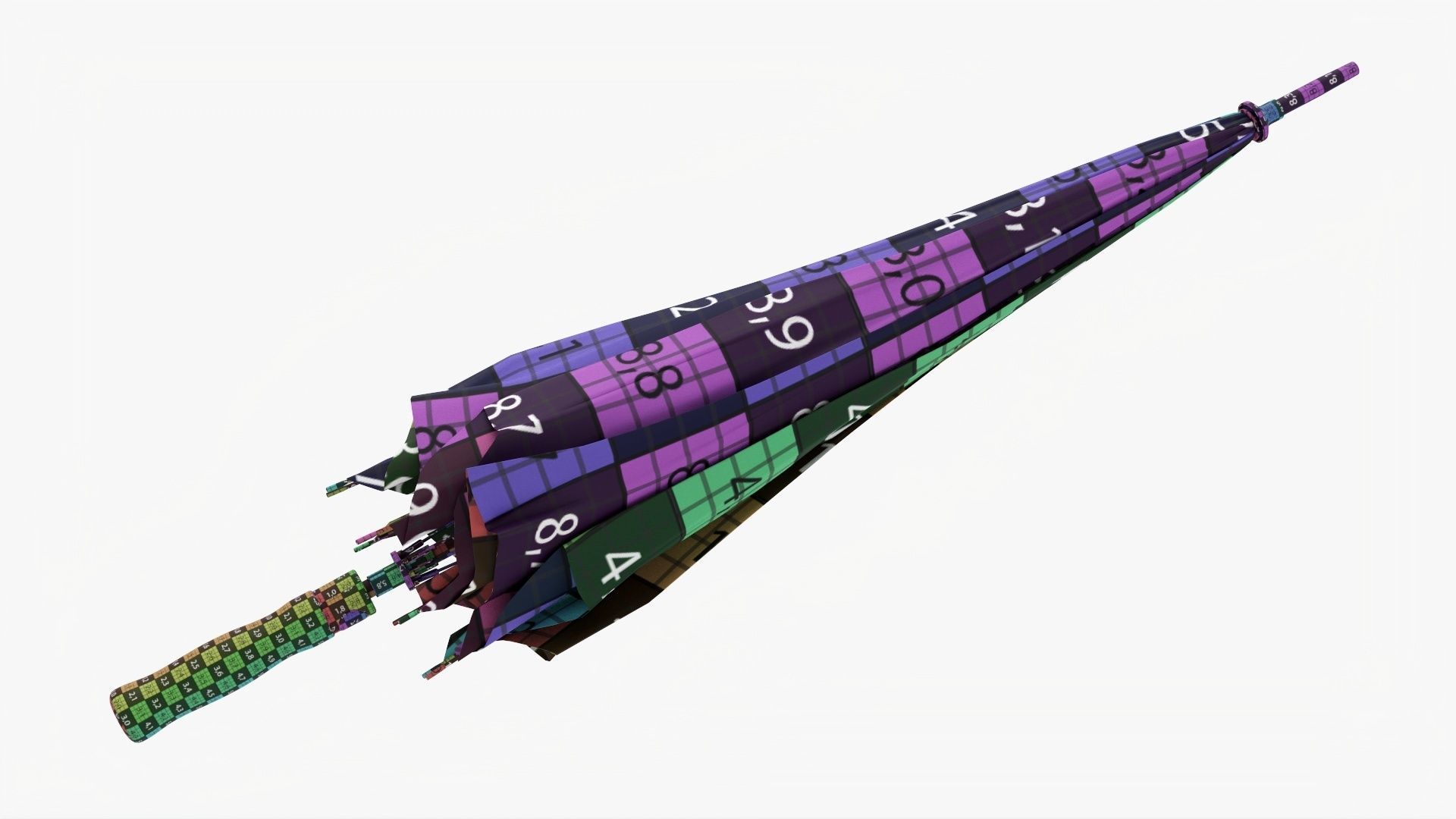 Umbrella large automatic black folded 3D model_17