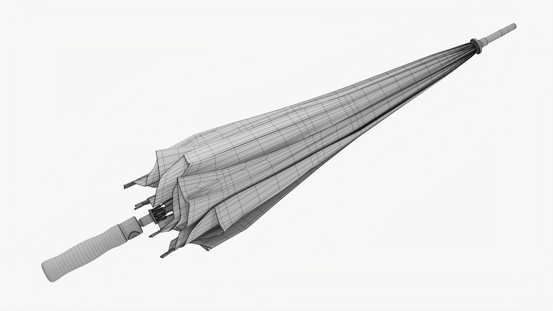 Umbrella large automatic black folded 3D model_9