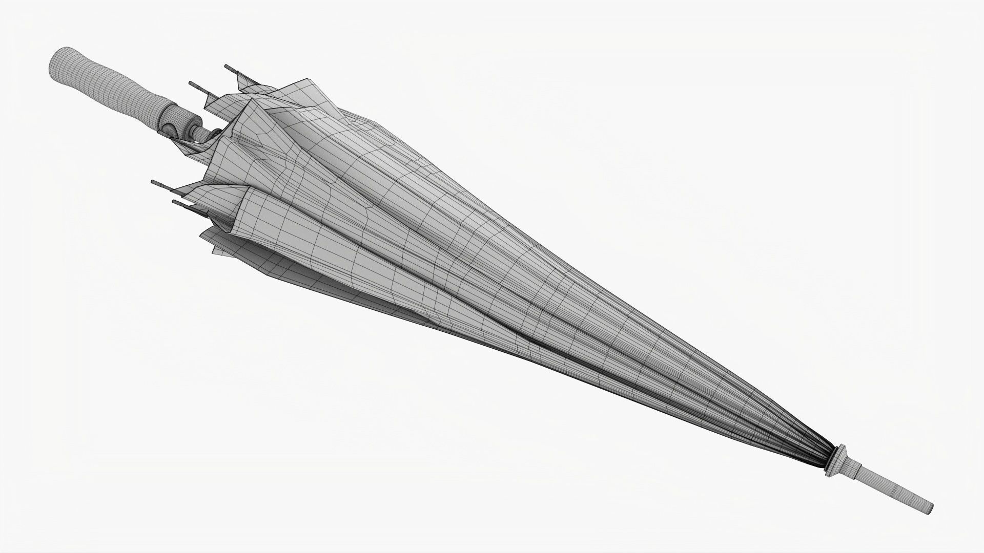 Umbrella large automatic black folded 3D model_10