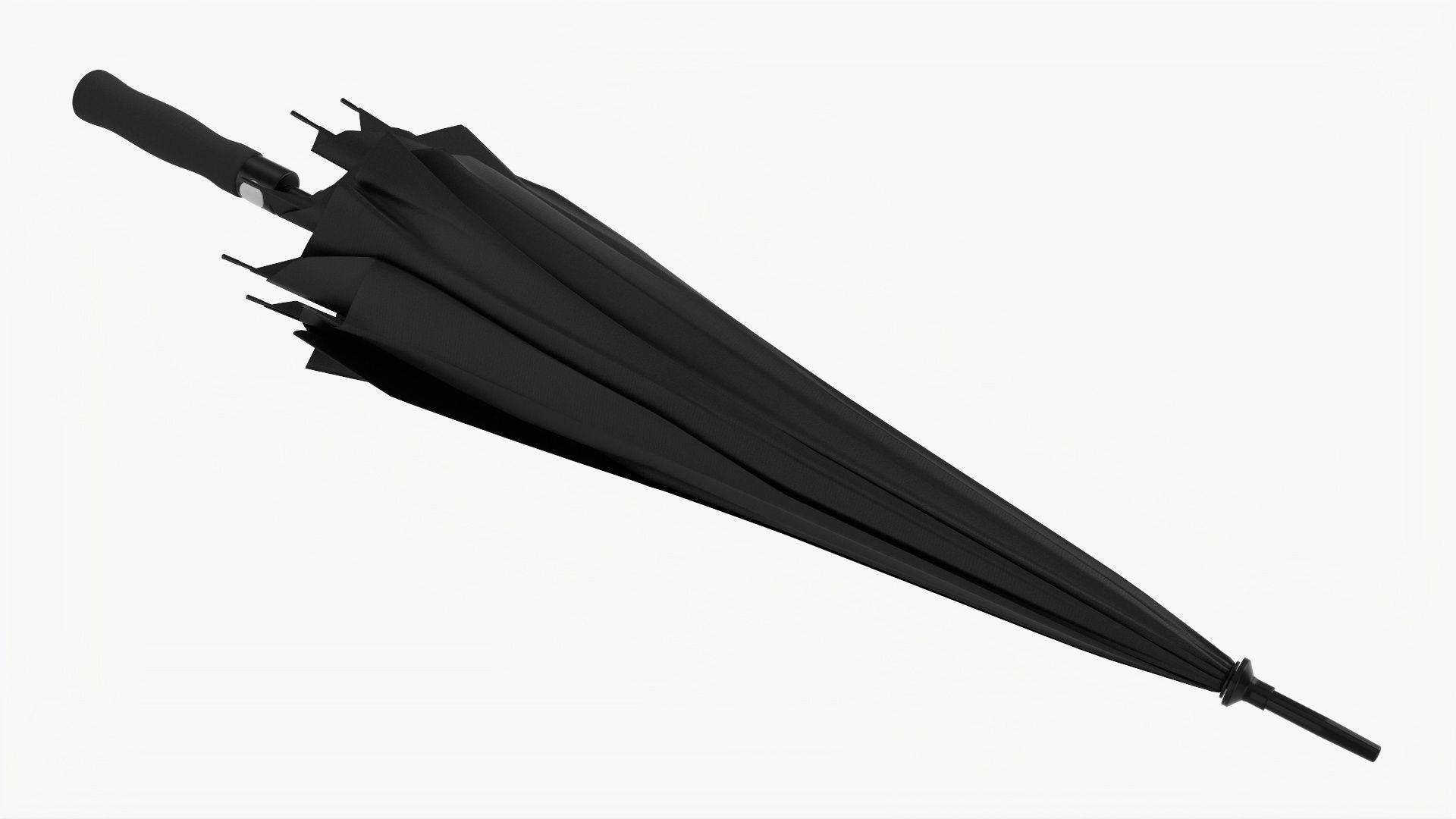 Umbrella large automatic black folded 3D model_2