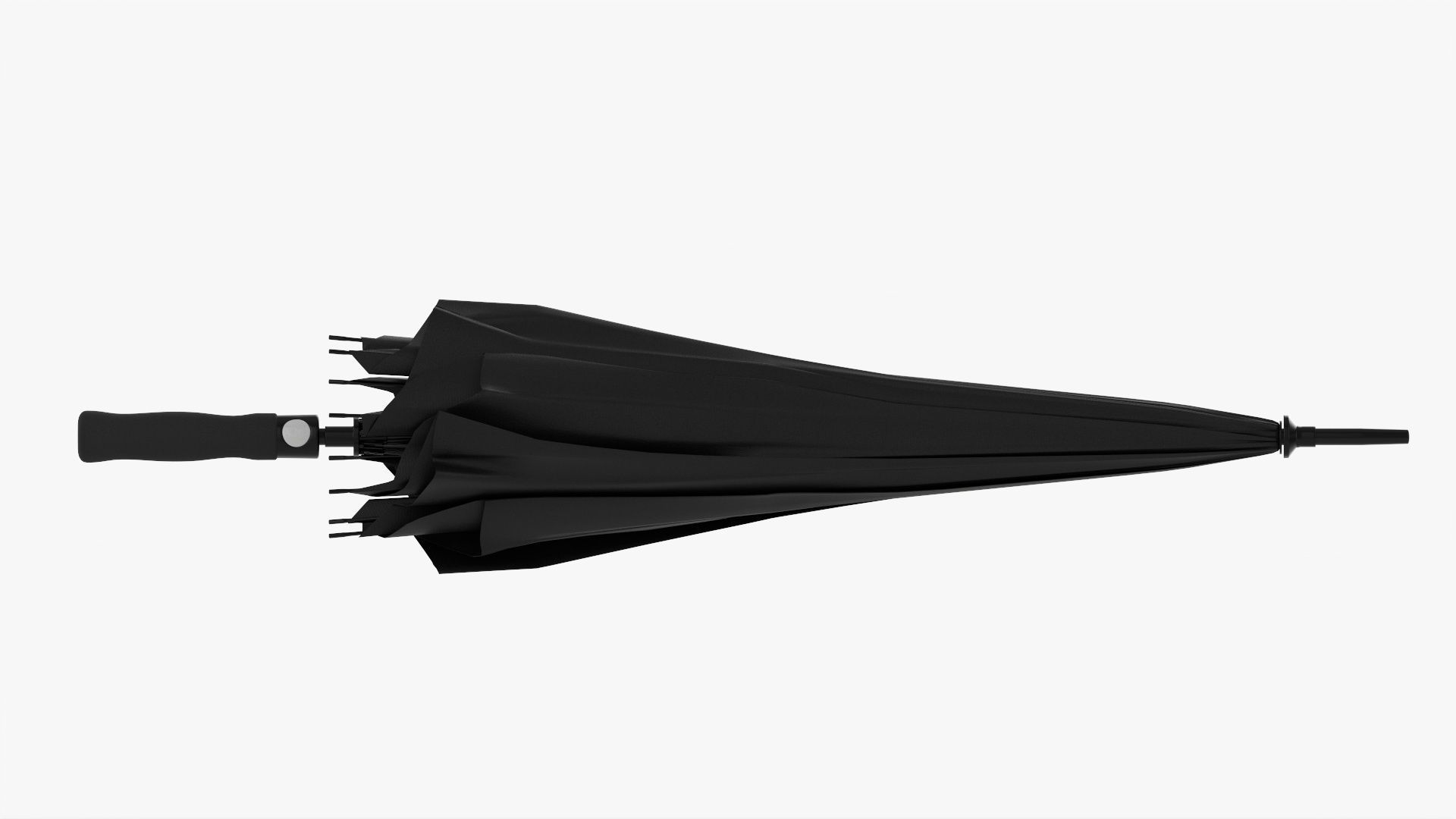 Umbrella large automatic black folded 3D model_7