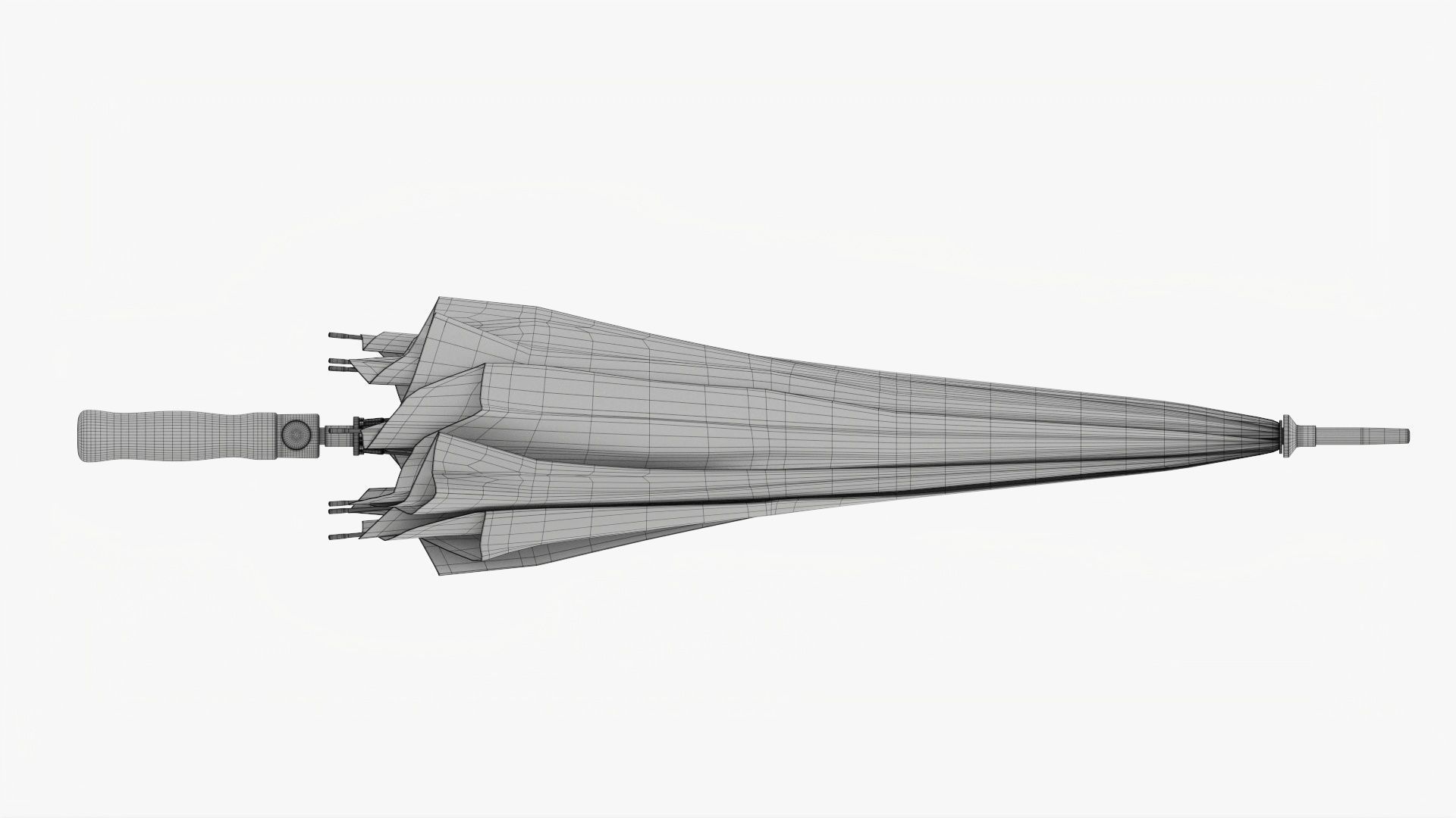 Umbrella large automatic black folded 3D model_15