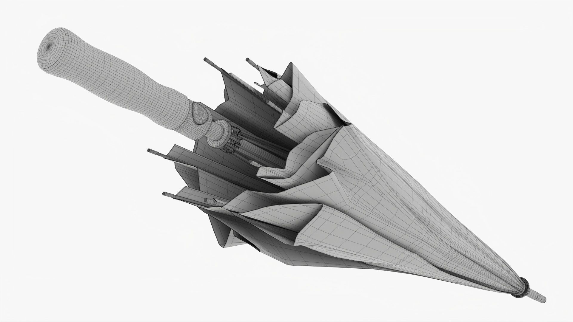 Umbrella large automatic black folded 3D model_11