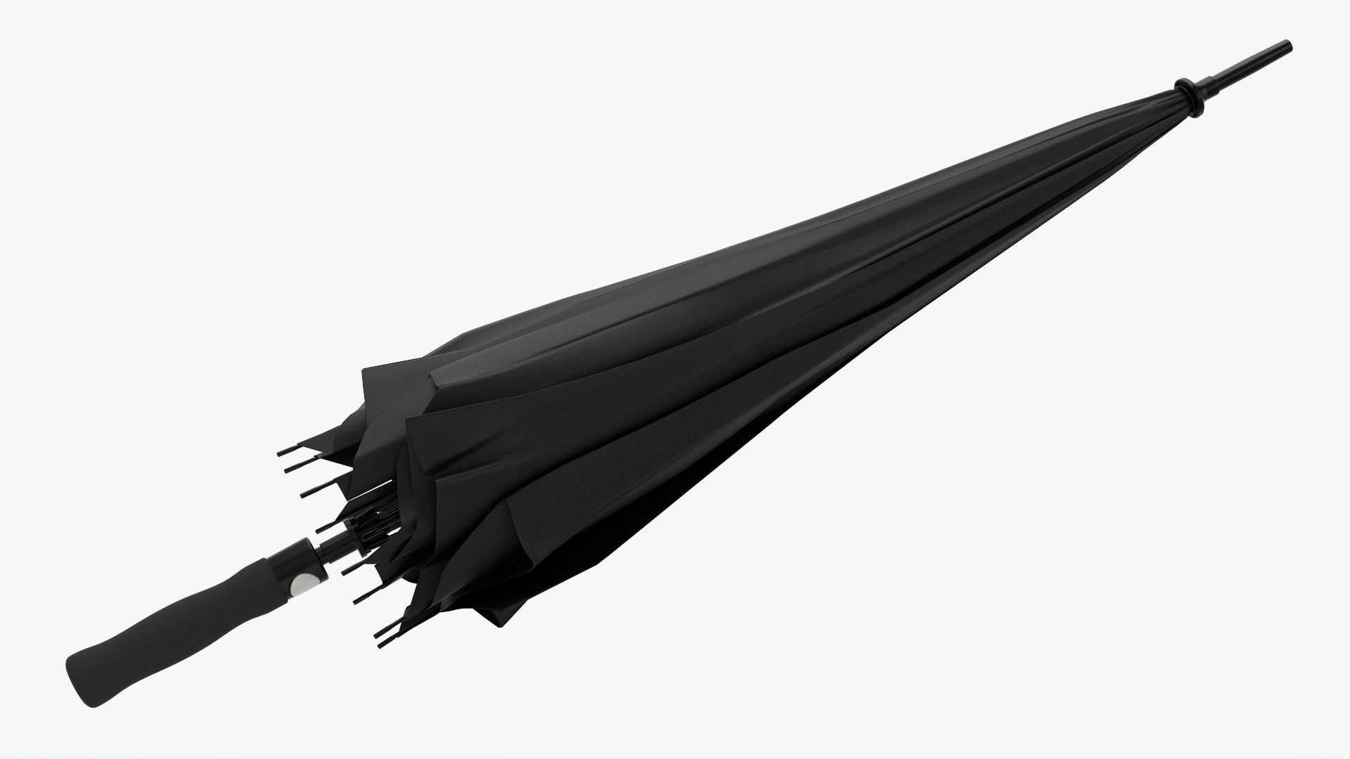 Umbrella large automatic black folded 3D model_1