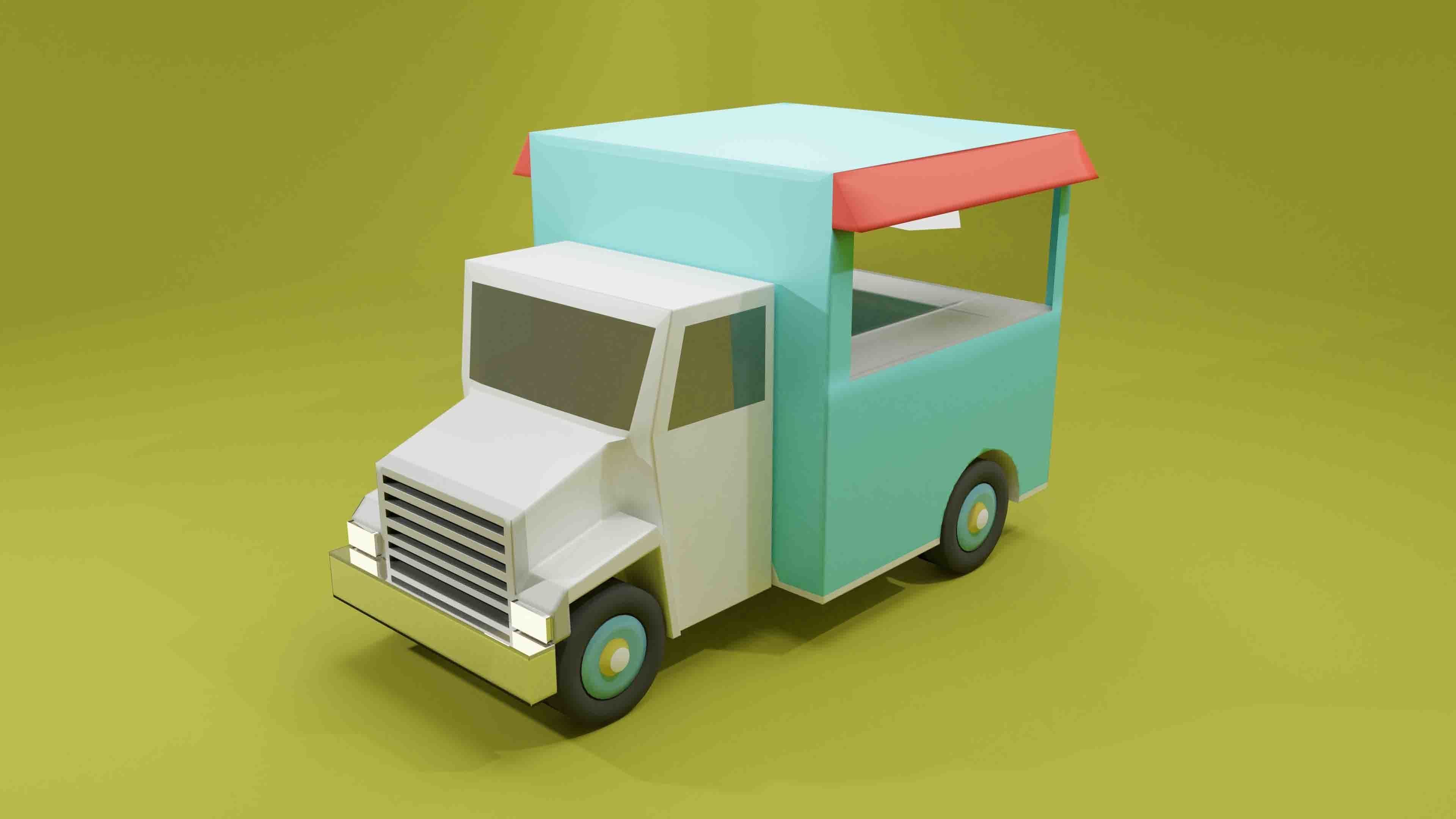 Cartoon Truck Low Poly 3D Model Free Free low-poly 3D model_6