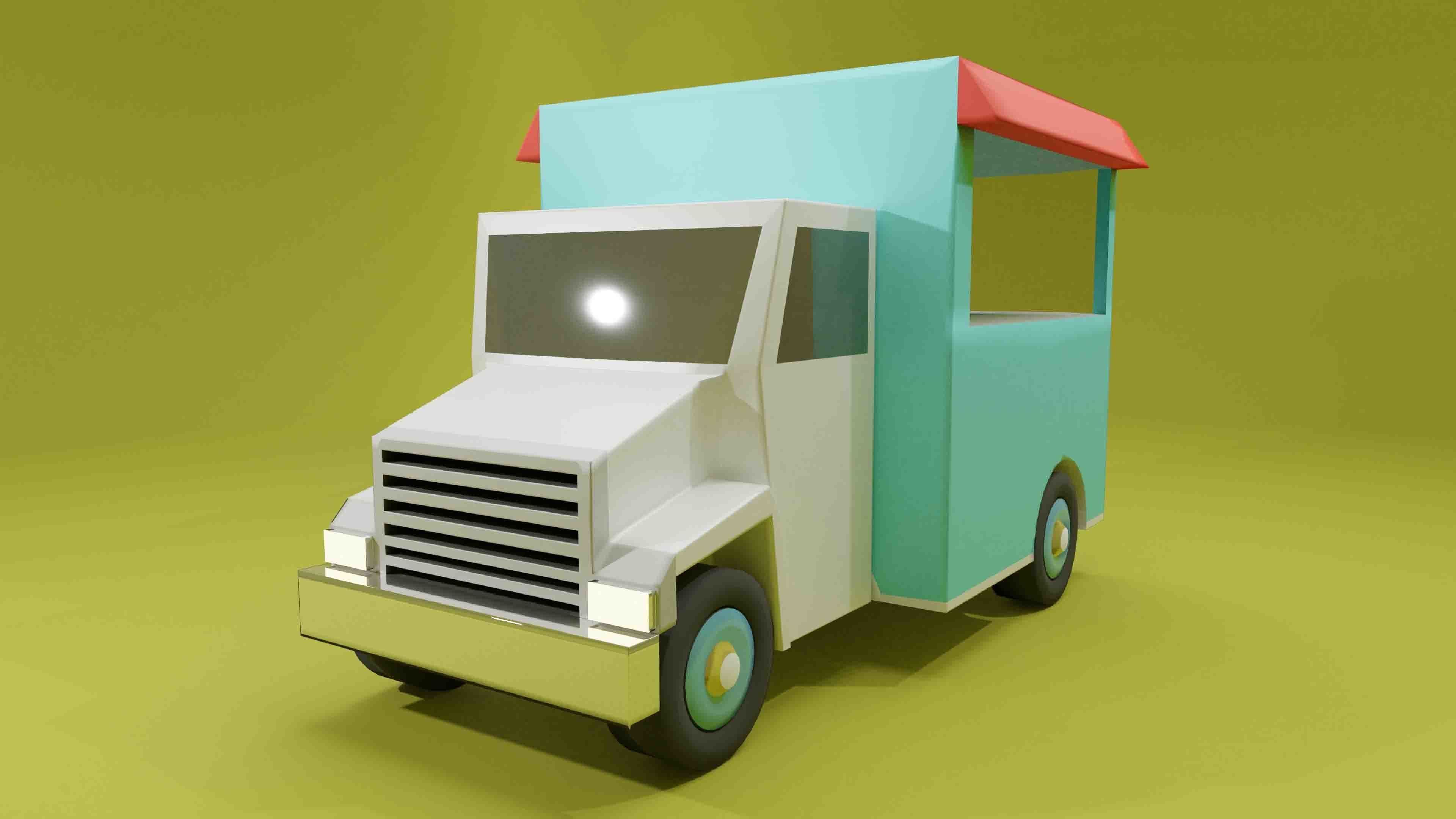 Cartoon Truck Low Poly 3D Model Free Free low-poly 3D model_4