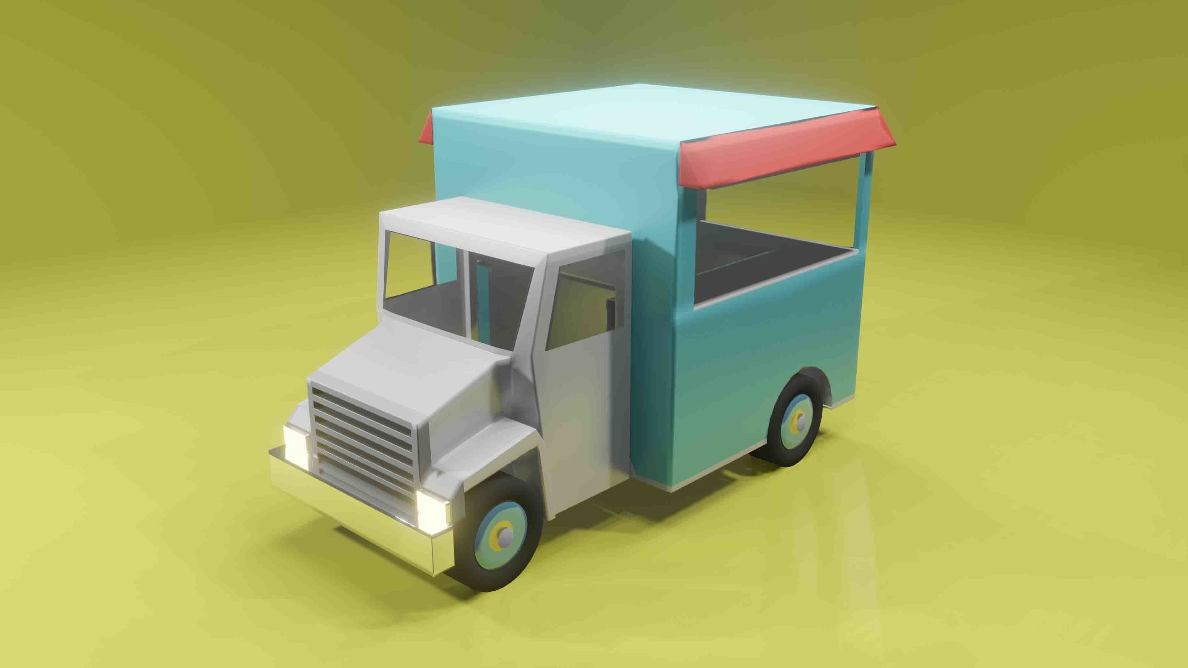 Cartoon Truck Low Poly 3D Model Free Free low-poly 3D model_7