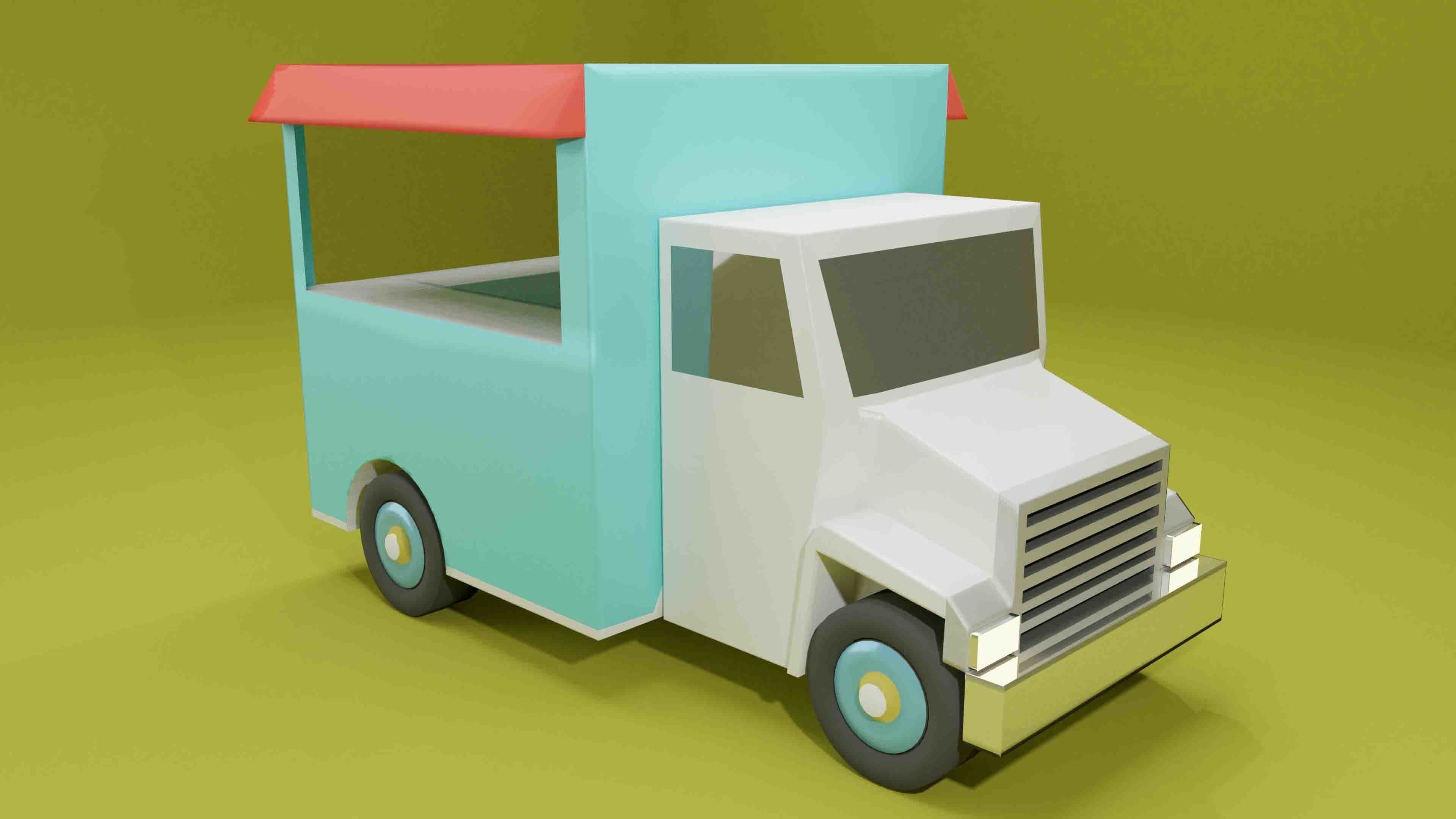 Cartoon Truck Low Poly 3D Model Free Free low-poly 3D model_3
