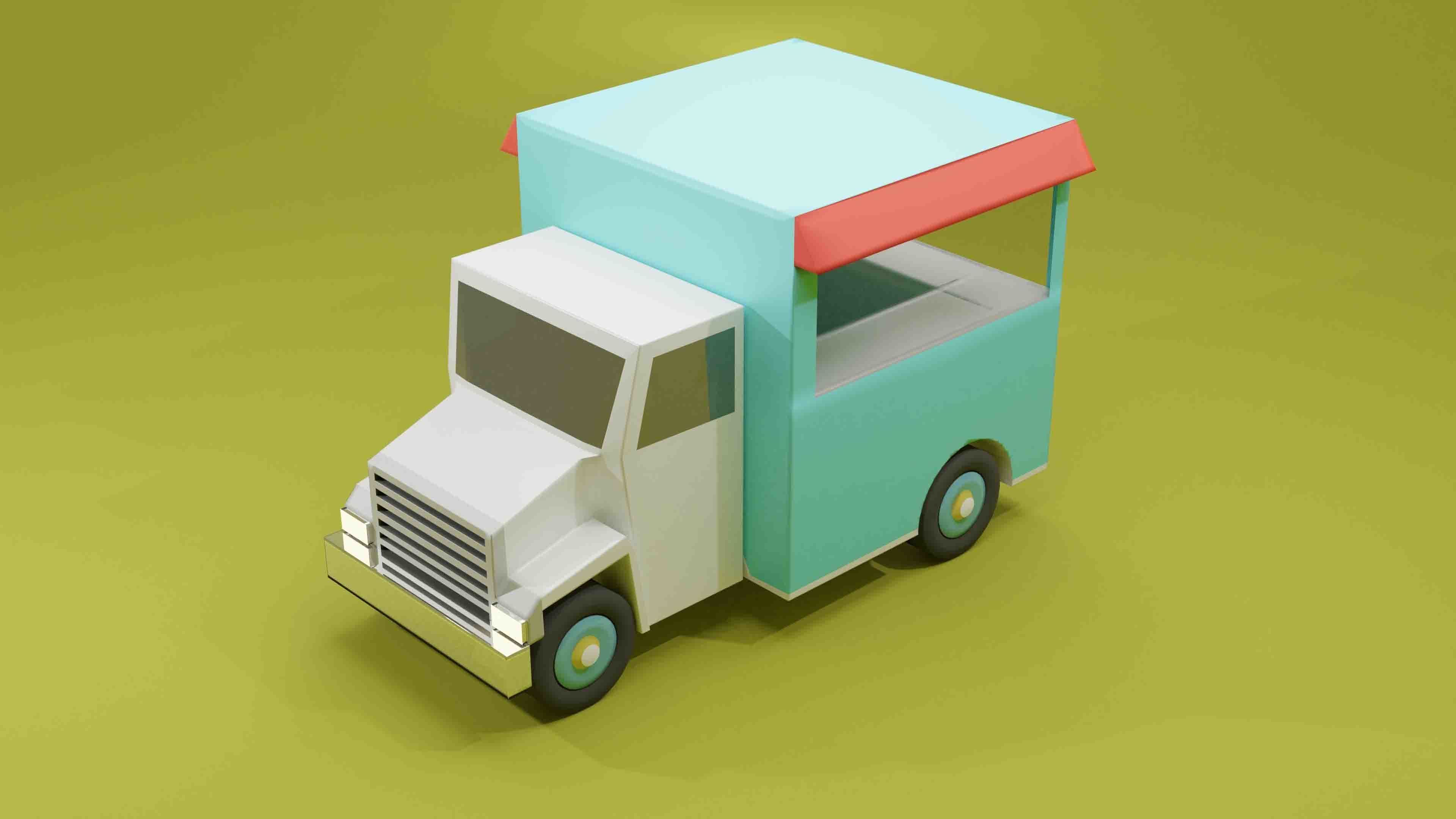 Cartoon Truck Low Poly 3D Model Free Free low-poly 3D model_5