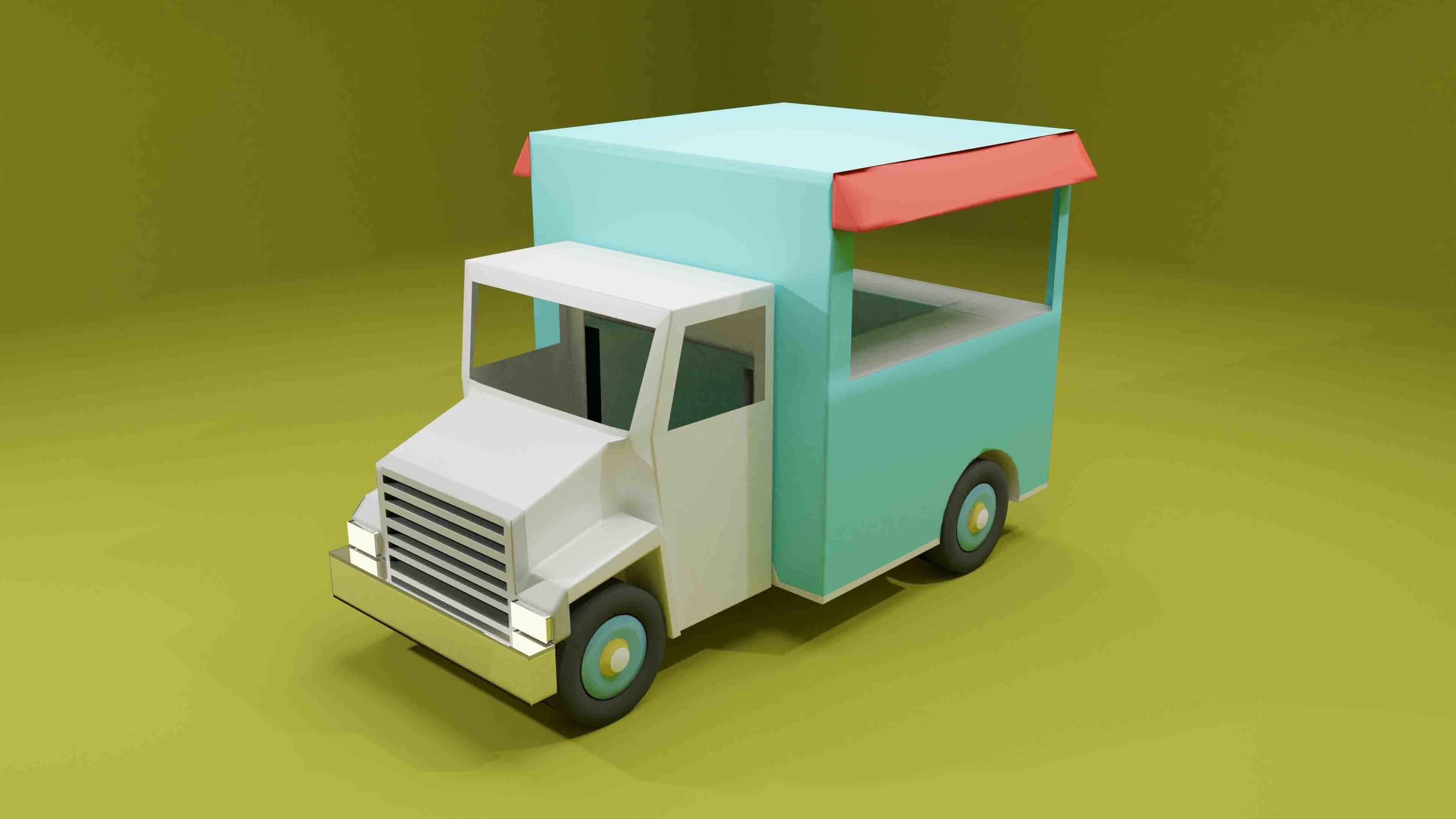 Cartoon Truck Low Poly 3D Model Free Free low-poly 3D model_2