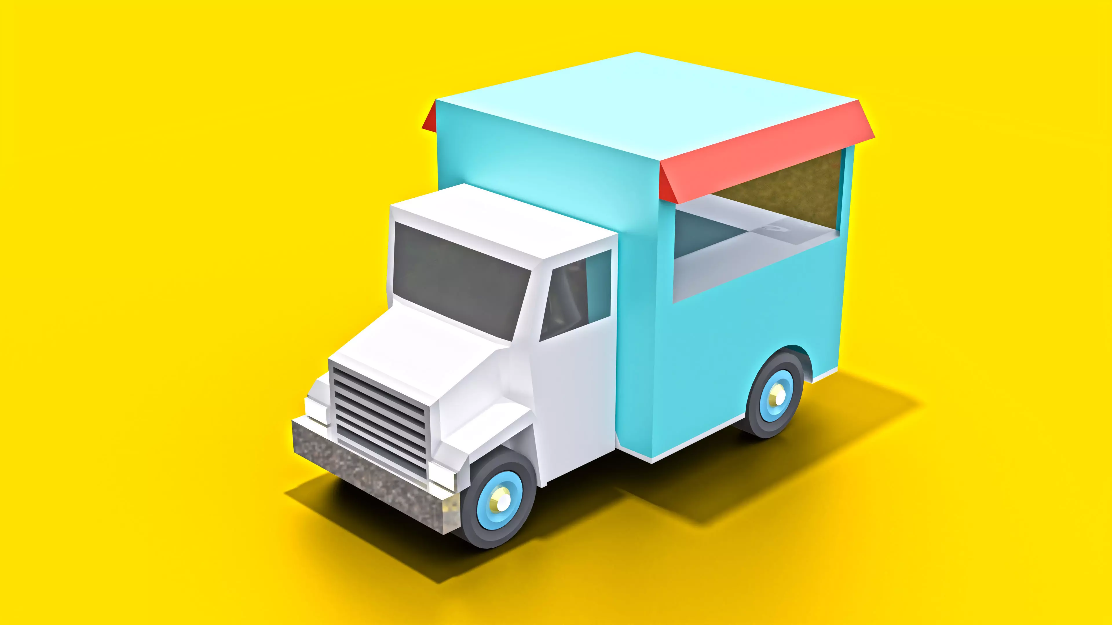 Cartoon Truck Low Poly 3D Model Free Free low-poly 3D model_0