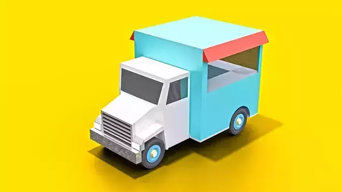 Cartoon Truck Low Poly 3D Model Free Free low-poly 3D model