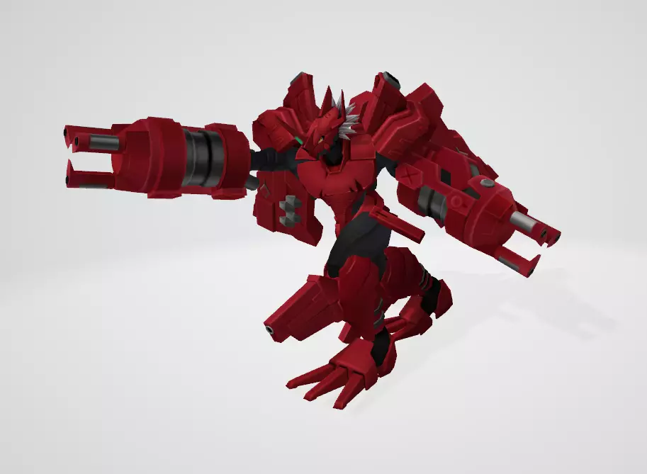 BlitzGreymon robot holding gun 3D print model