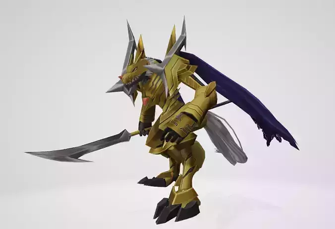 CresGarurumon golden demon holding sword