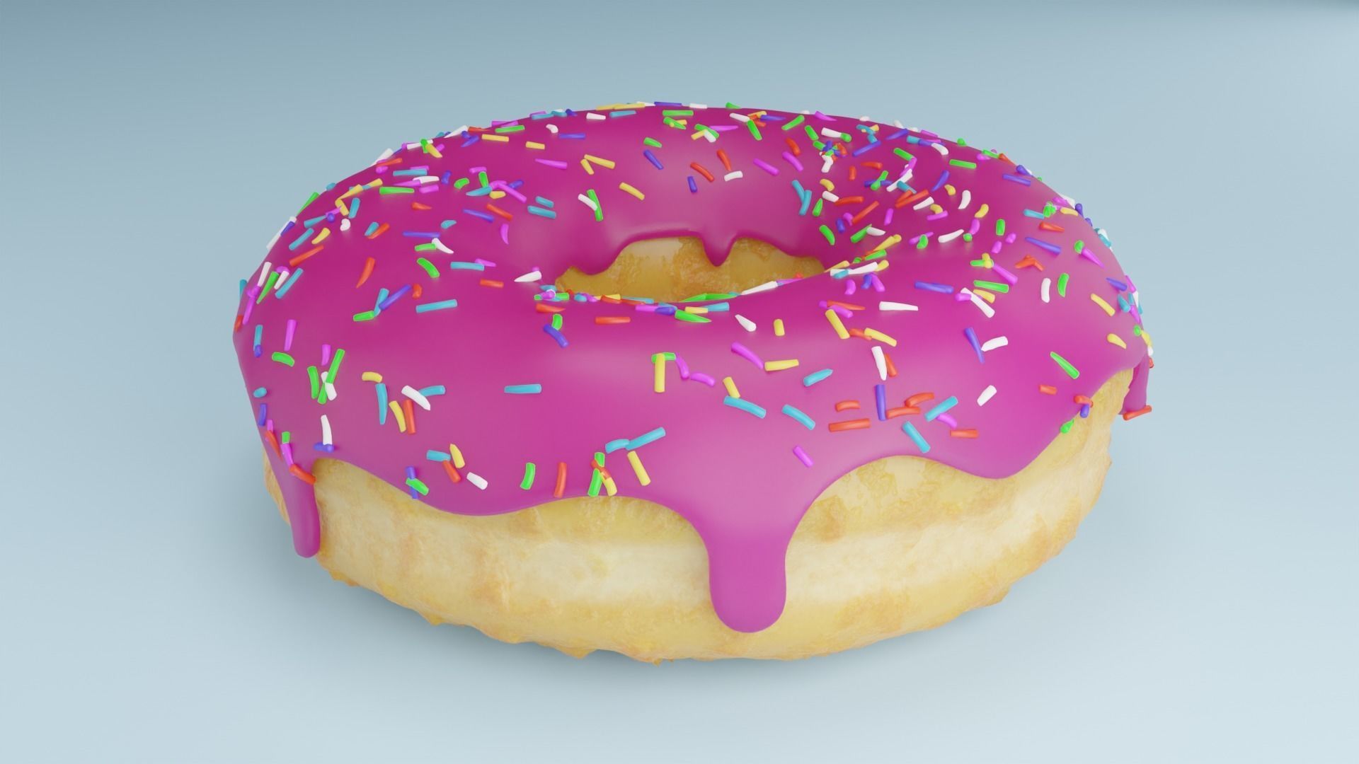 Donut chocolate with sprinkles 3D model_8