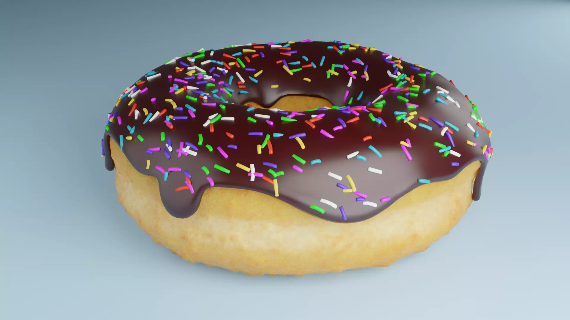 Donut chocolate with sprinkles 3D model_0